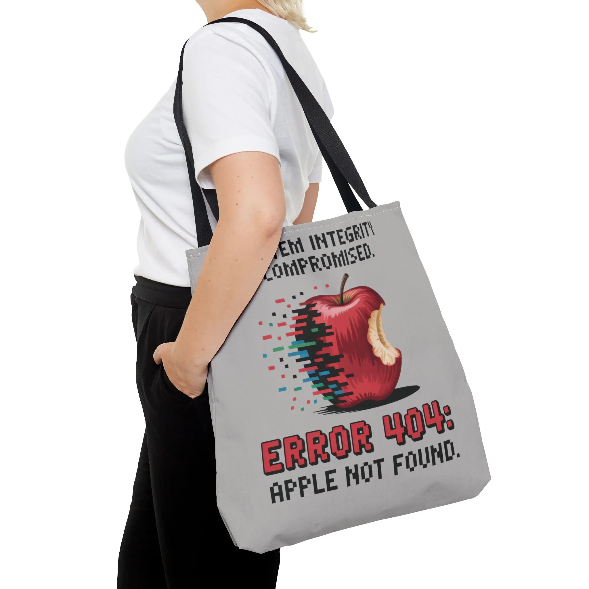 Error 404 Apple Tote Bag, Geek Tote, Funny Shopping Bag, Gift for Tech Lovers, Apple Lovers Tote, Digital Design Bag, Large Tote Bag, Weekender Bag, Beach Bag - Image 14