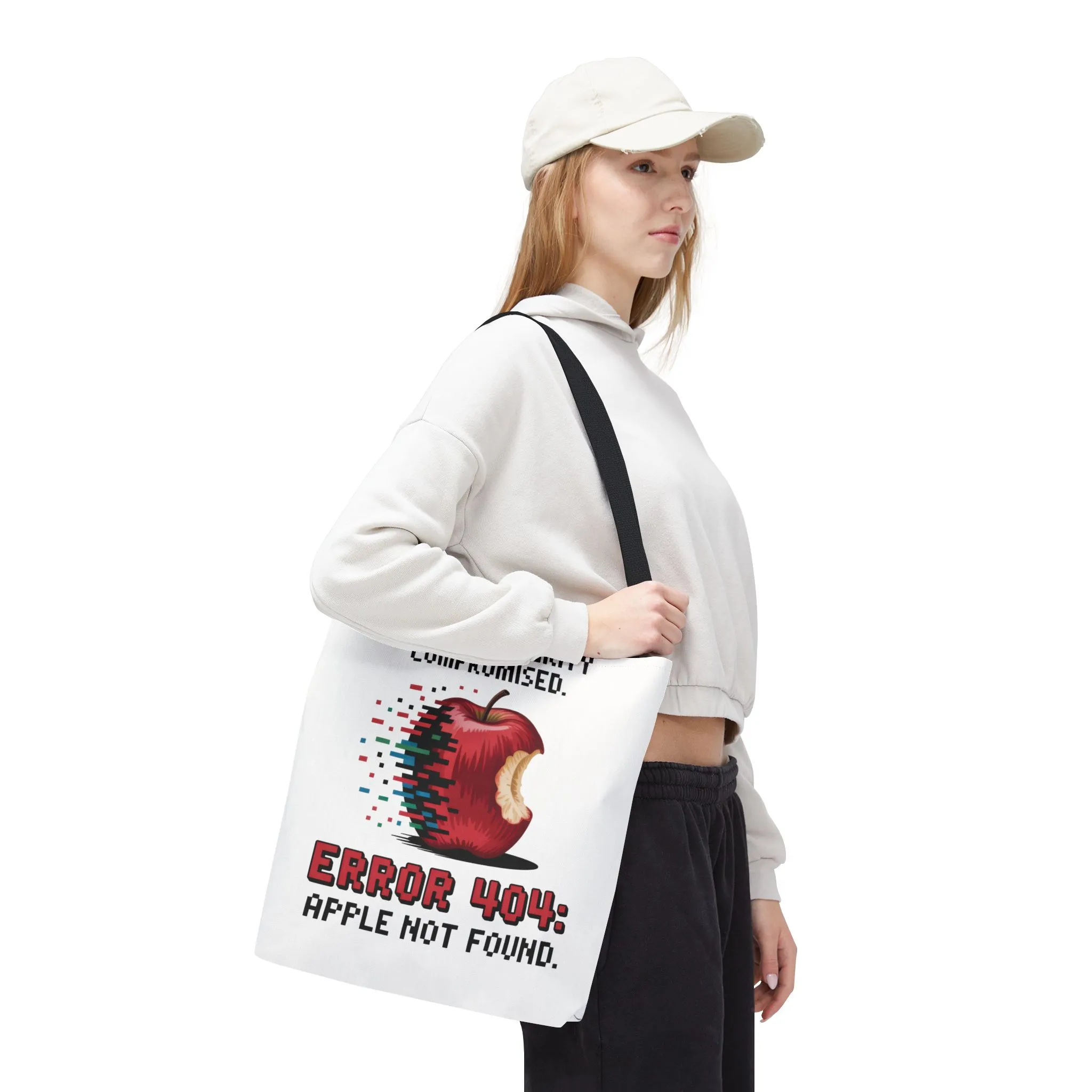 Error 404 Apple Tote Bag, Geek Tote, Funny Shopping Bag, Gift for Tech Lovers, Apple Lovers Tote, Digital Design Bag, Weekender Bag, Beach Bag, Large Canvas Bag - Image 15