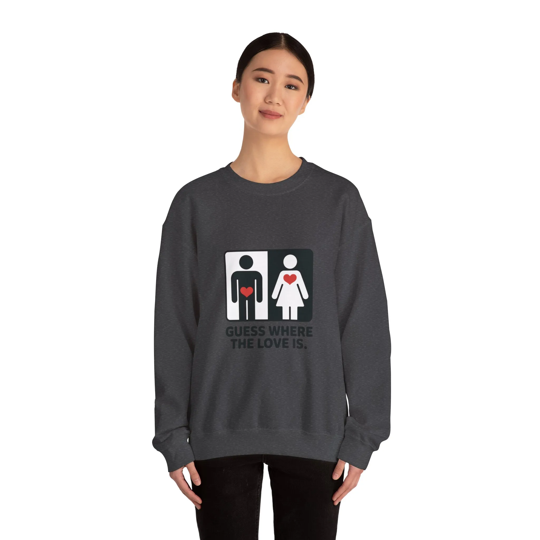 GuesWhere the Love Is Womens Sweatshirt, Couples Gift, Valentines Day Apparel, Matching Sweatshirt, Relationship Sweatshirt, Love Joke Graphic - Image 32
