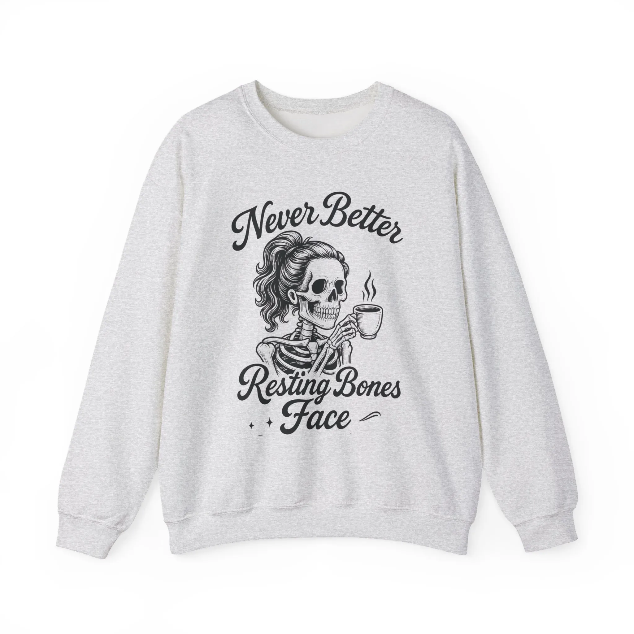 Skull Coffee Lovers Crewneck Sweatshirt, Womens, Perfect for Halloween, Cozy Outfit, Gift for Friends, Relaxing Days, Coffee Enthusiasts - Image 7