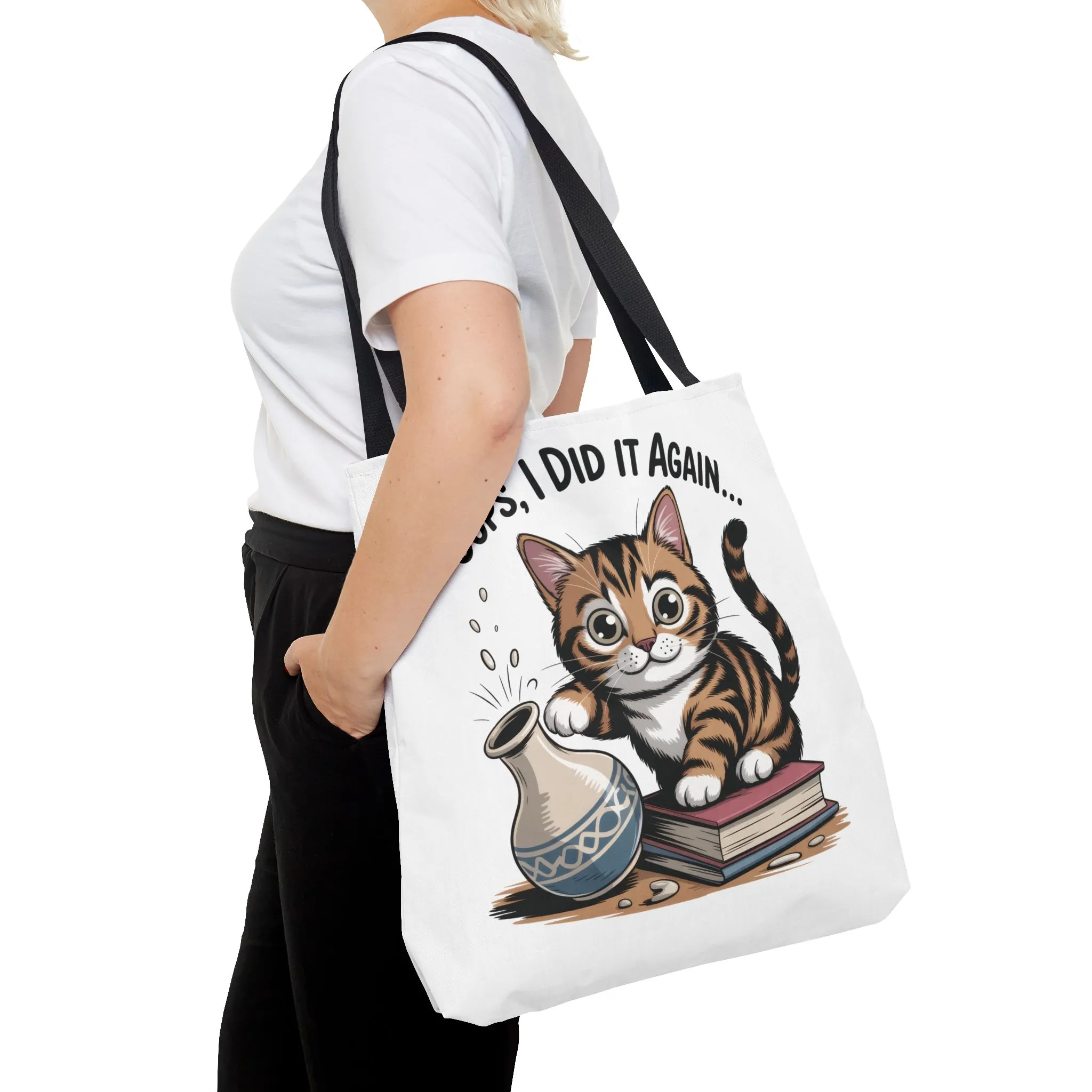 Cat-Themed Tote Bag, "Oops, I Did It Again", Perfect Gift for Cat Lovers, Pet Owners, Birthday, or Everyday Use, Large Tote Bag, beach bag - Image 9