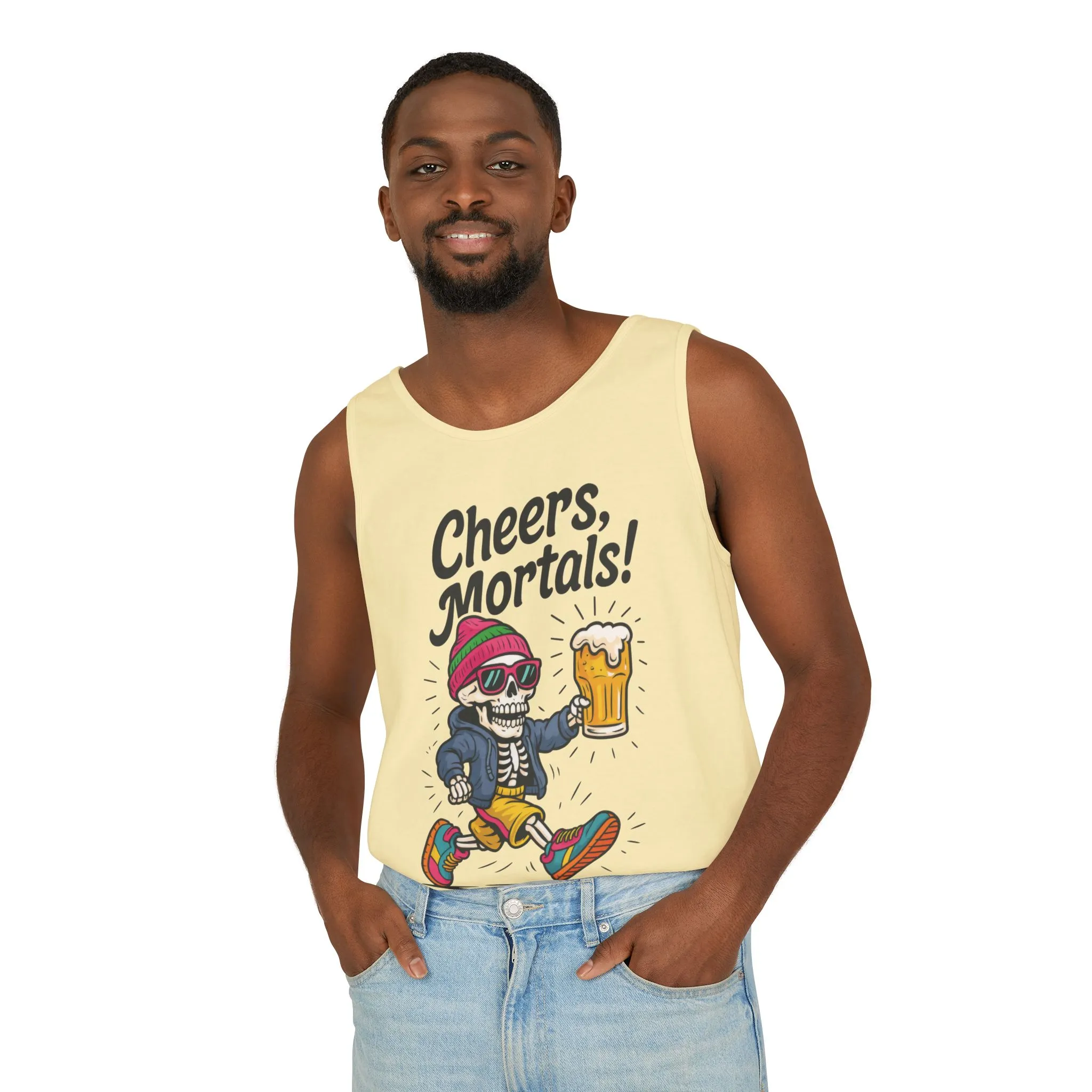 Cheers Mortals! Mens Tank Top, Funny Skeleton Beer Graphic Tee, Drinking Humor Shirt, Party Gift for Him, Halloween Tank, Beer Lovers Gift - Image 30