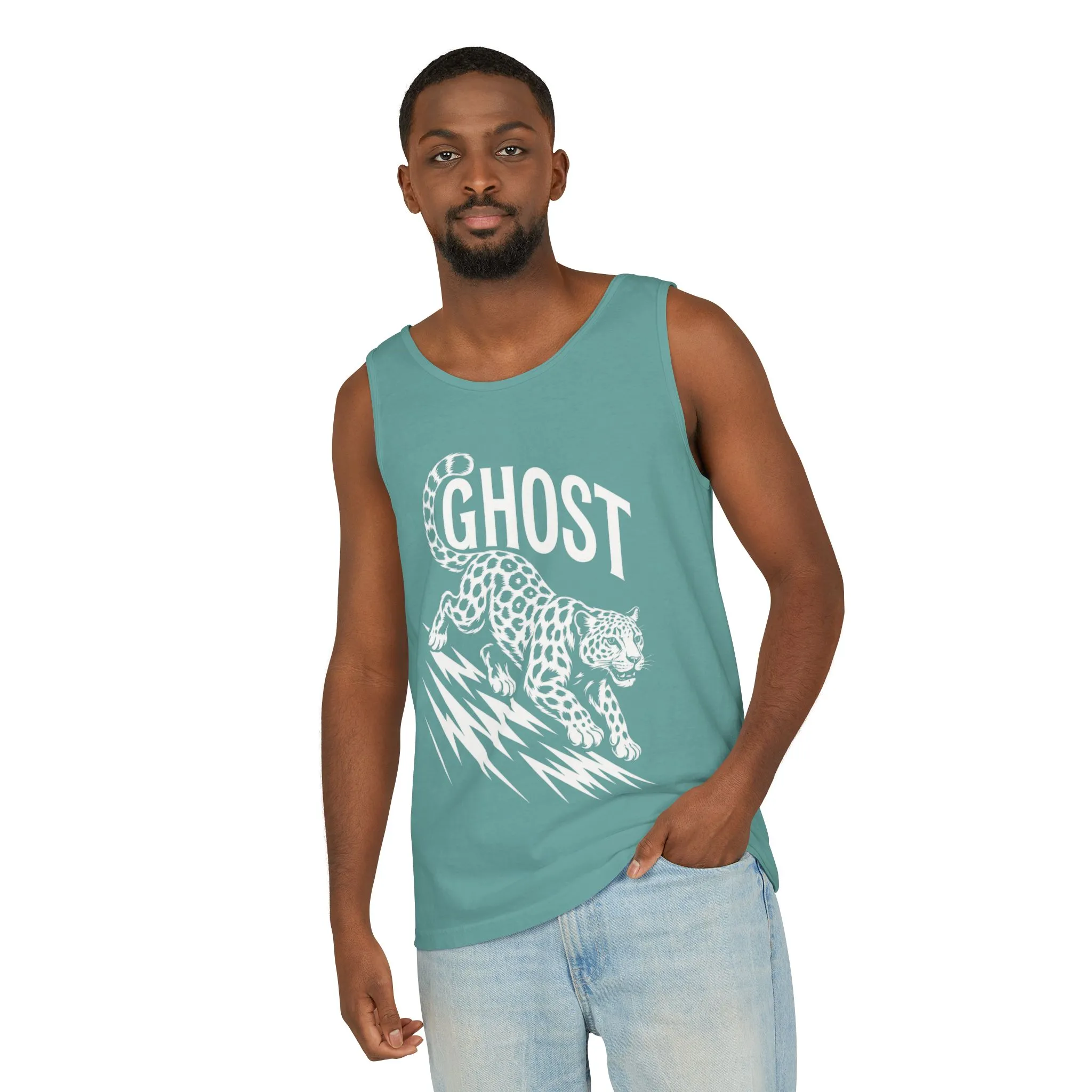 Ghost Leopard Mens Tank Top - Cool Graphic Shirt for Summer, Beach Days, Festivals, Gifts, Casual Wear - Image 8