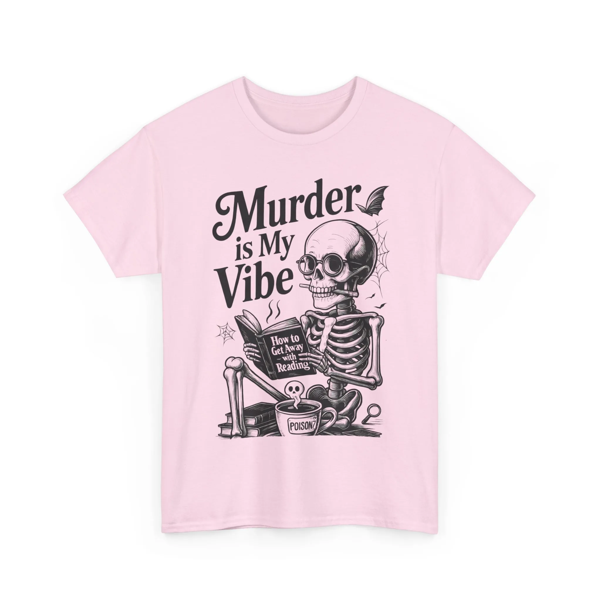 Womens Heavy Cotton Tee - "Murder is My Vibe" Graphic Shirt for Ghoulish Vibes, Halloween Fun, Spooky Season, Casual Wear, Gift for [...] - Image 25