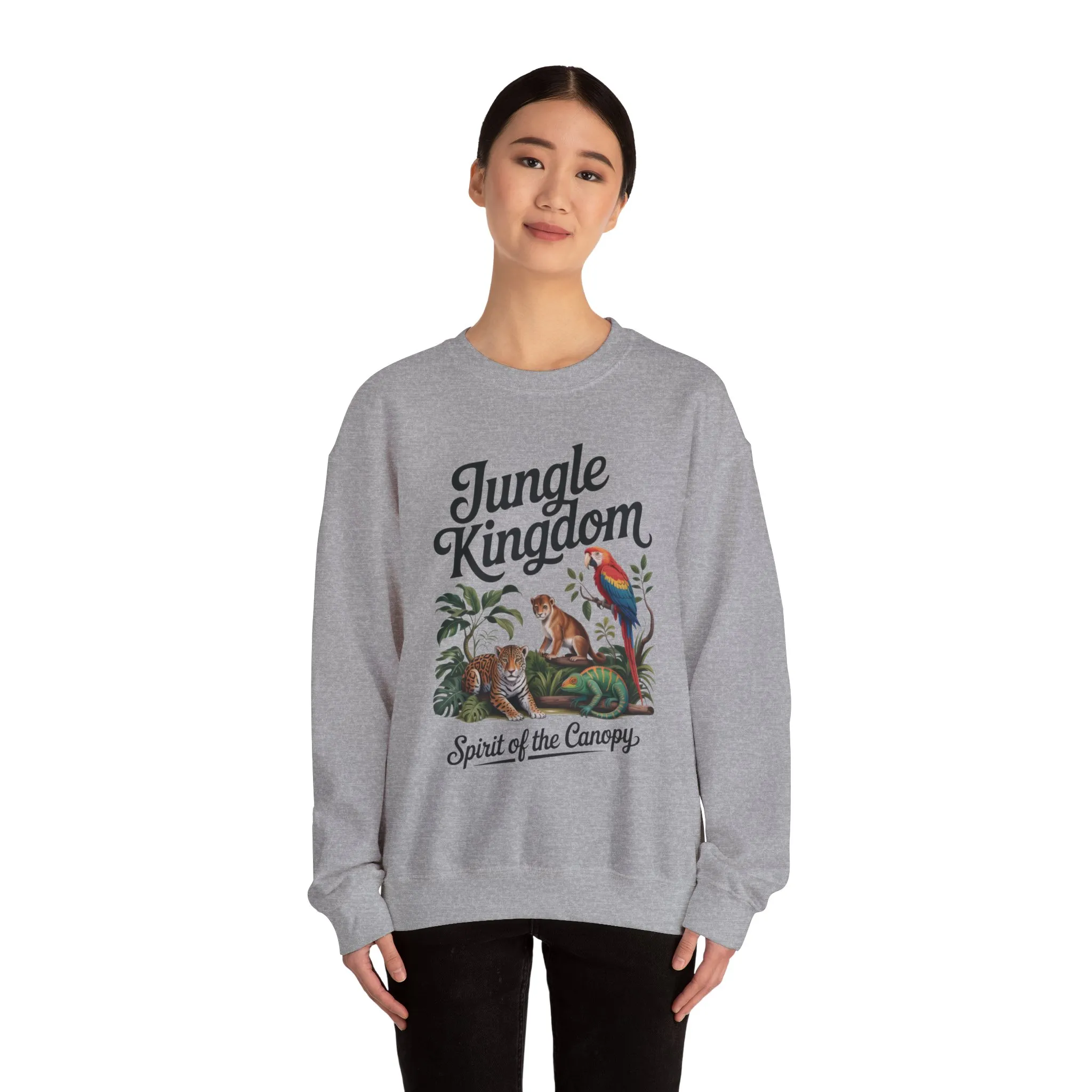 Jungle Kingdom Womens Sweatshirt, Cozy Jungle Crewneck, Nature Lover Gift, Wildlife Artwork, Eco-Conscious Apparel, Animal Enthusiast Clothing - Image 8