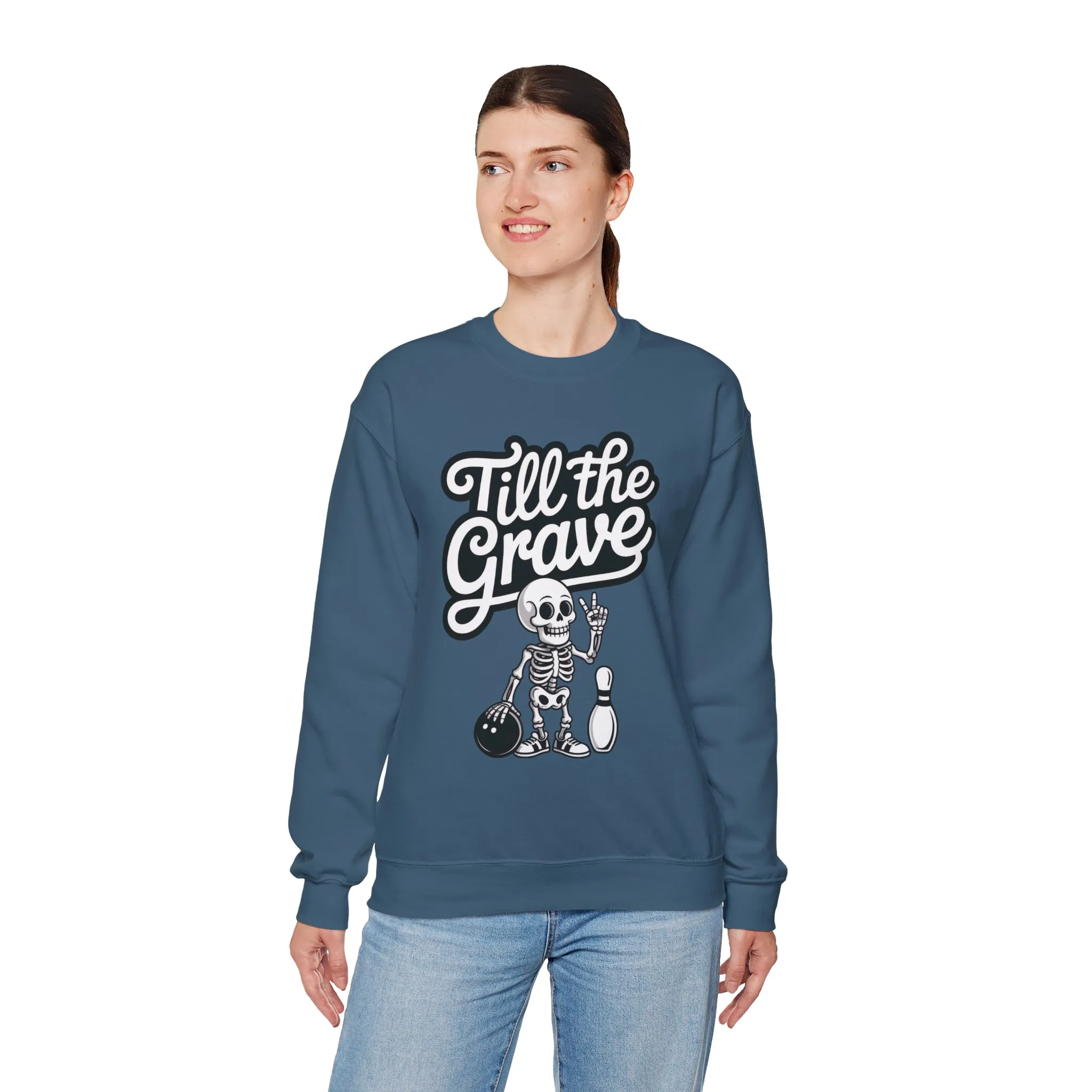 Funny Skeleton Bowling Sweatshirt, Womens Crewneck, Halloween Gift, Casual Wear, Till the Grave Sweatshirt, Bowling Lover Apparel - Image 36