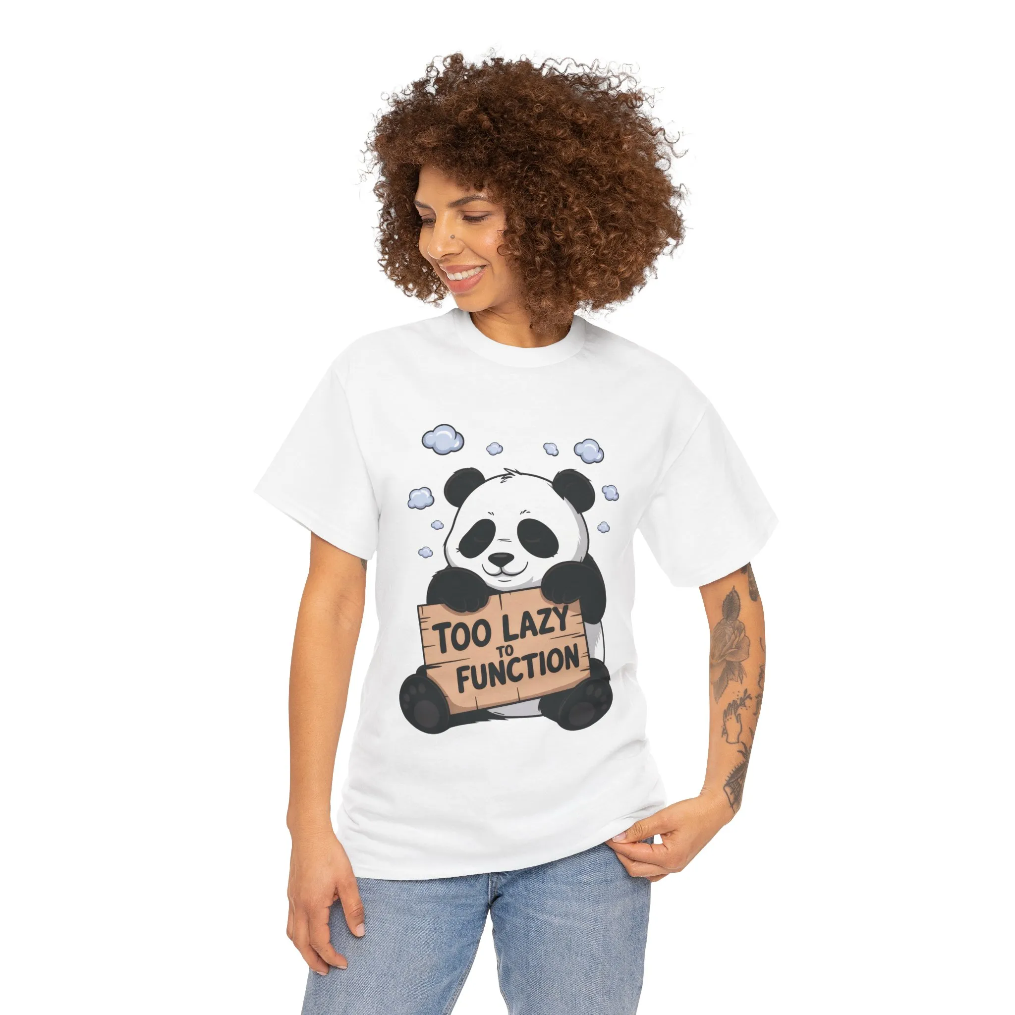 Too Lazy to Function Panda Tee, Unisex Cotton T-Shirt, Funny Shirt, Casual Wear, Gift for Sloth Lovers, Relaxed Vibe - Image 5