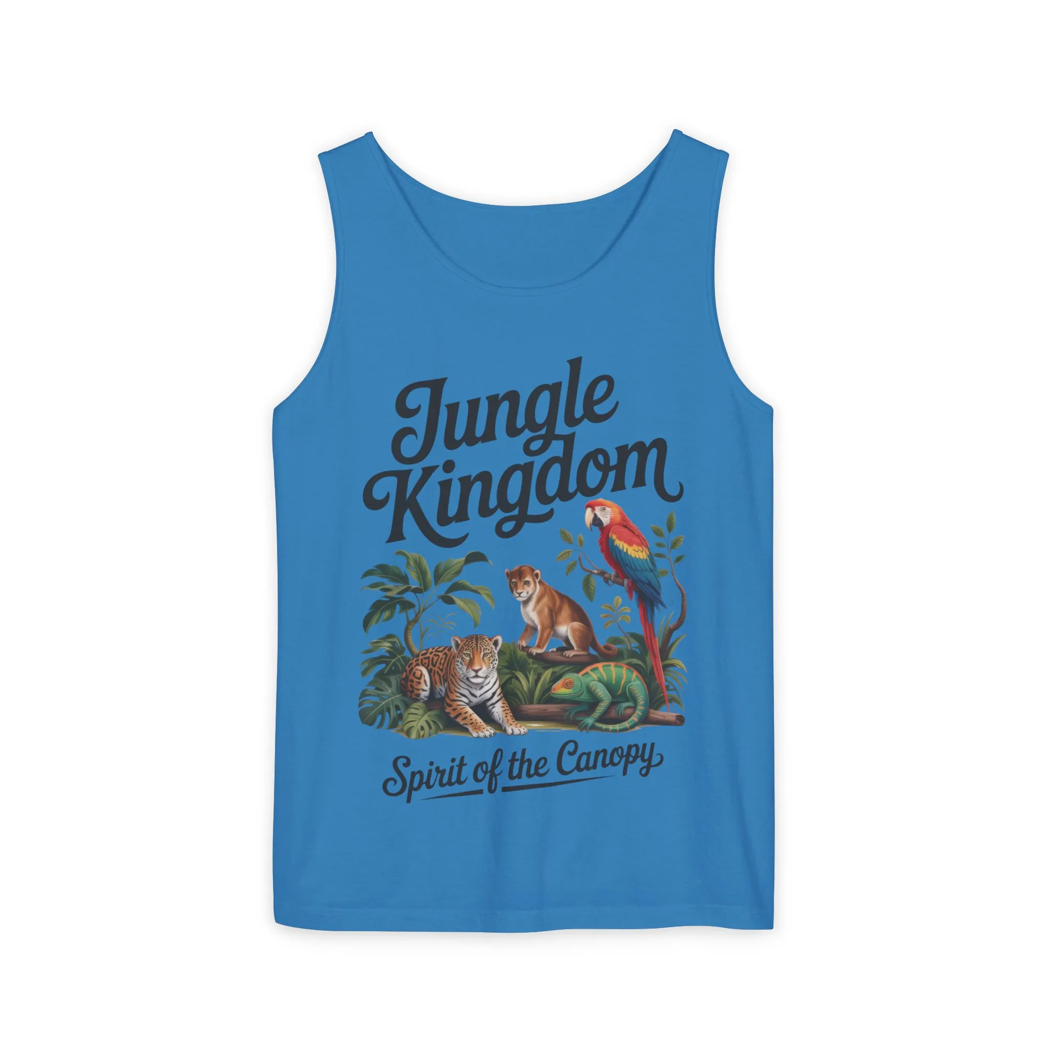Jungle Kingdom Tank Top, Mens Garment-Dyed Sleeveless Shirt, Spirit of the Canopy Tee, Summer Outfit, Eco-Friendly Casual Wear - Image 17