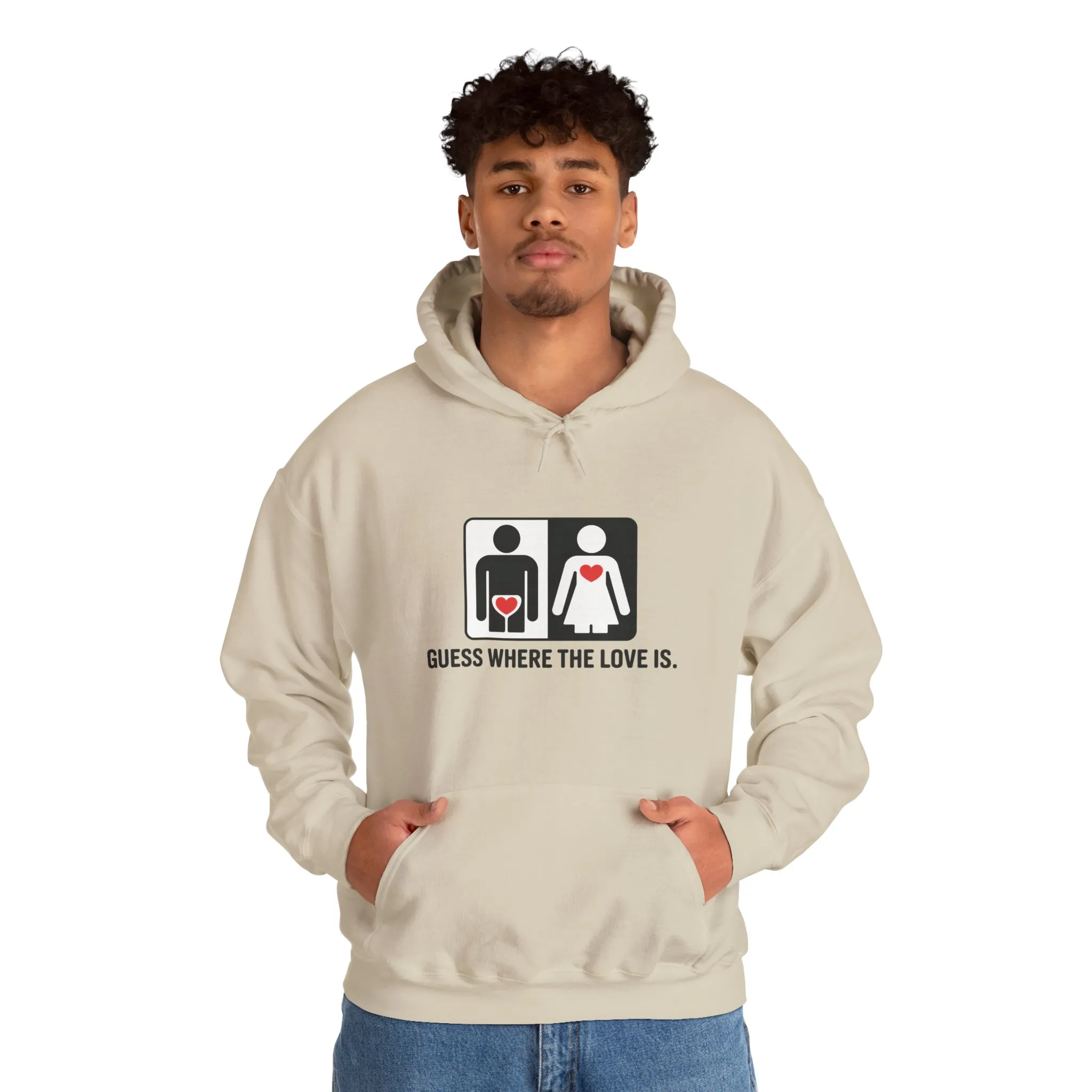Cute Guess Where The Love Is Mens Hoodie, Sweatshirt for Couples, Valentines Day Gift, Relationship Humor Hoodie, Bold Love Joke Hoodie - Image 11