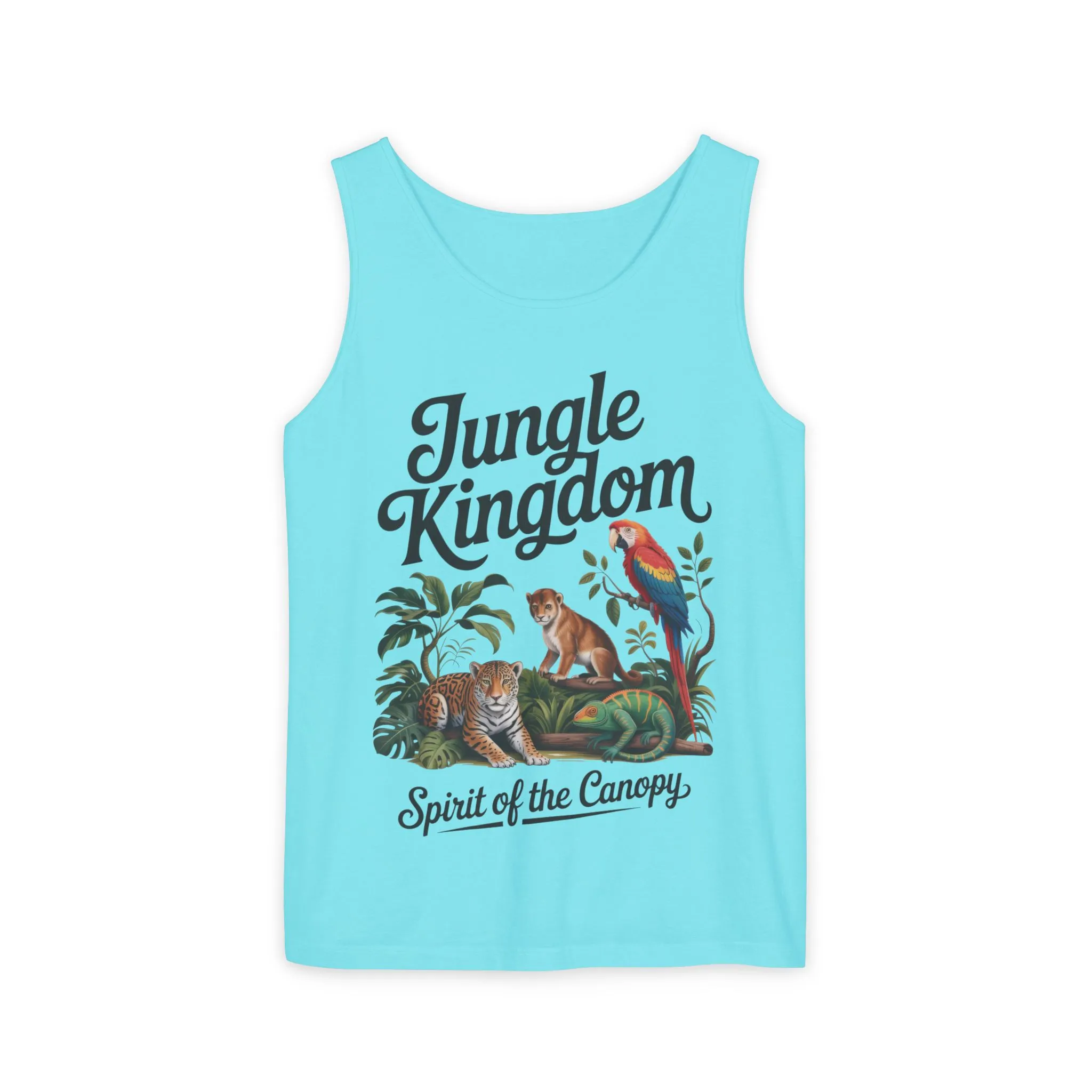 Jungle Kingdom Tank Top, Mens Garment-Dyed Sleeveless Shirt, Spirit of the Canopy Tee, Summer Outfit, Eco-Friendly Casual Wear - Image 25