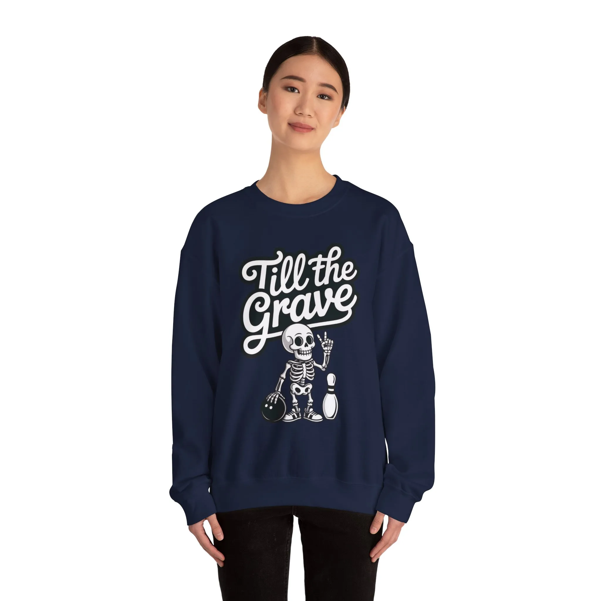 Funny Skeleton Bowling Sweatshirt, Womens Crewneck, Halloween Gift, Casual Wear, Till the Grave Sweatshirt, Bowling Lover Apparel - Image 20