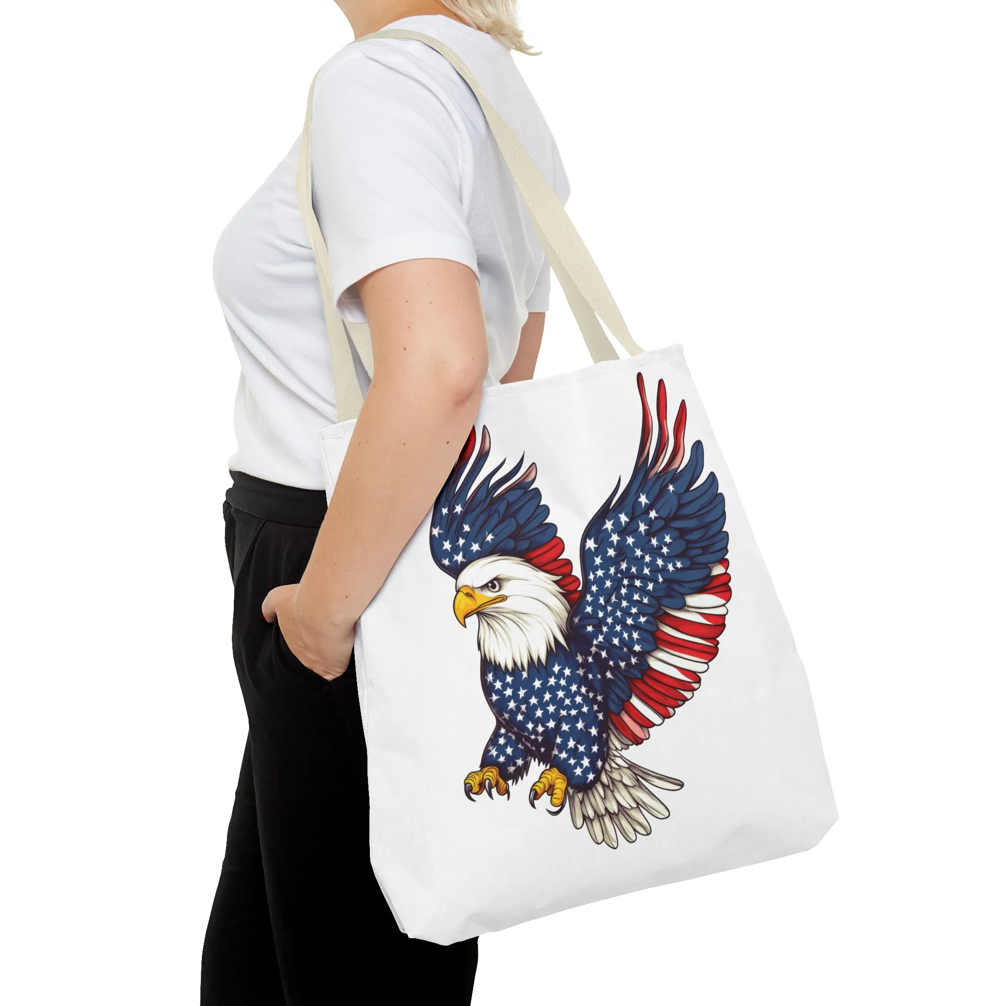Patriotic Eagle Tote Bag, AOP, Perfect for July 4th, Festivals, Eco-Friendly Shopping, Gift for Nature Lovers, large canvas bag, beach bag - Image 32