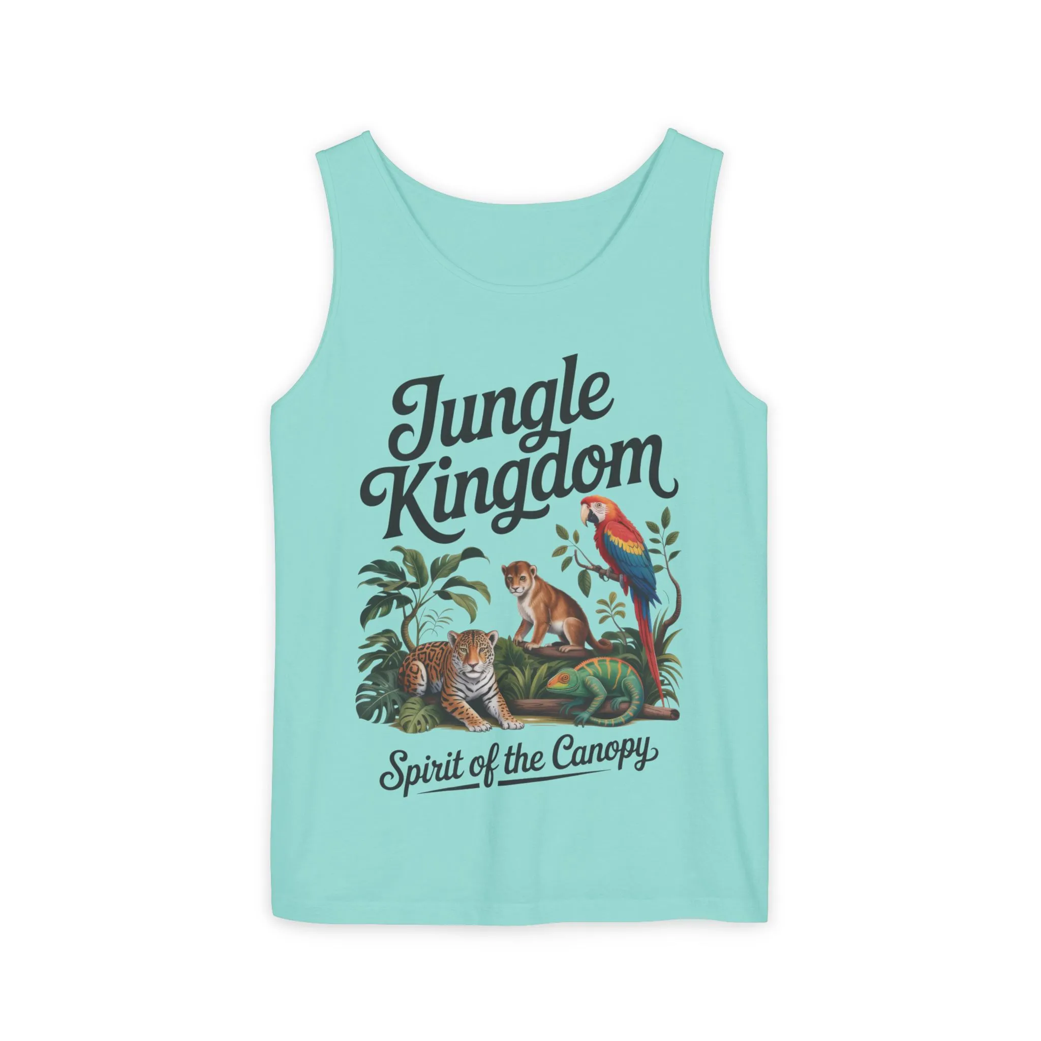 Jungle Kingdom Tank Top, Womens Garment-Dyed Sleeveless Shirt, Spirit of the Canopy Tee, Summer Outfit, Eco-Friendly Casual Wear - Image 5