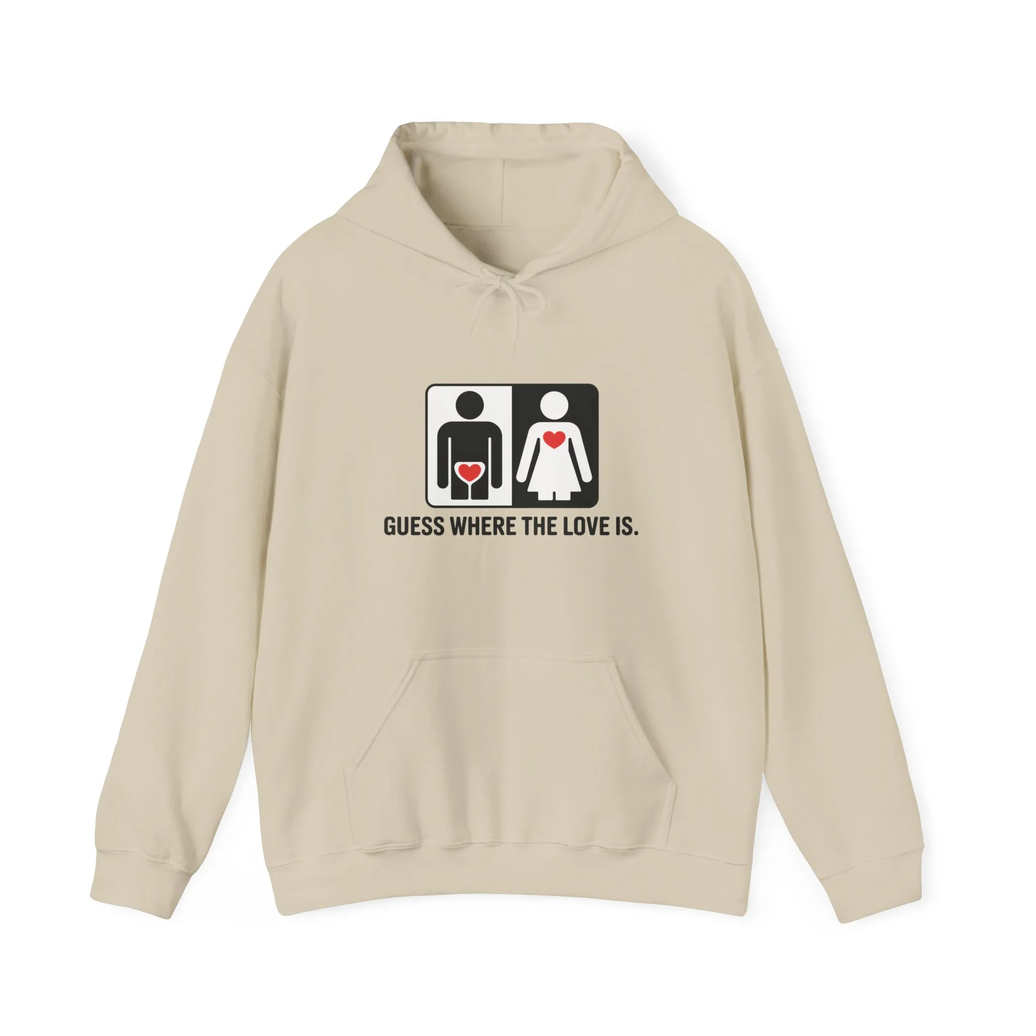 Cute Guess Where The Love Is Mens Hoodie, Sweatshirt for Couples, Valentines Day Gift, Relationship Humor Hoodie, Bold Love Joke Hoodie - Image 9
