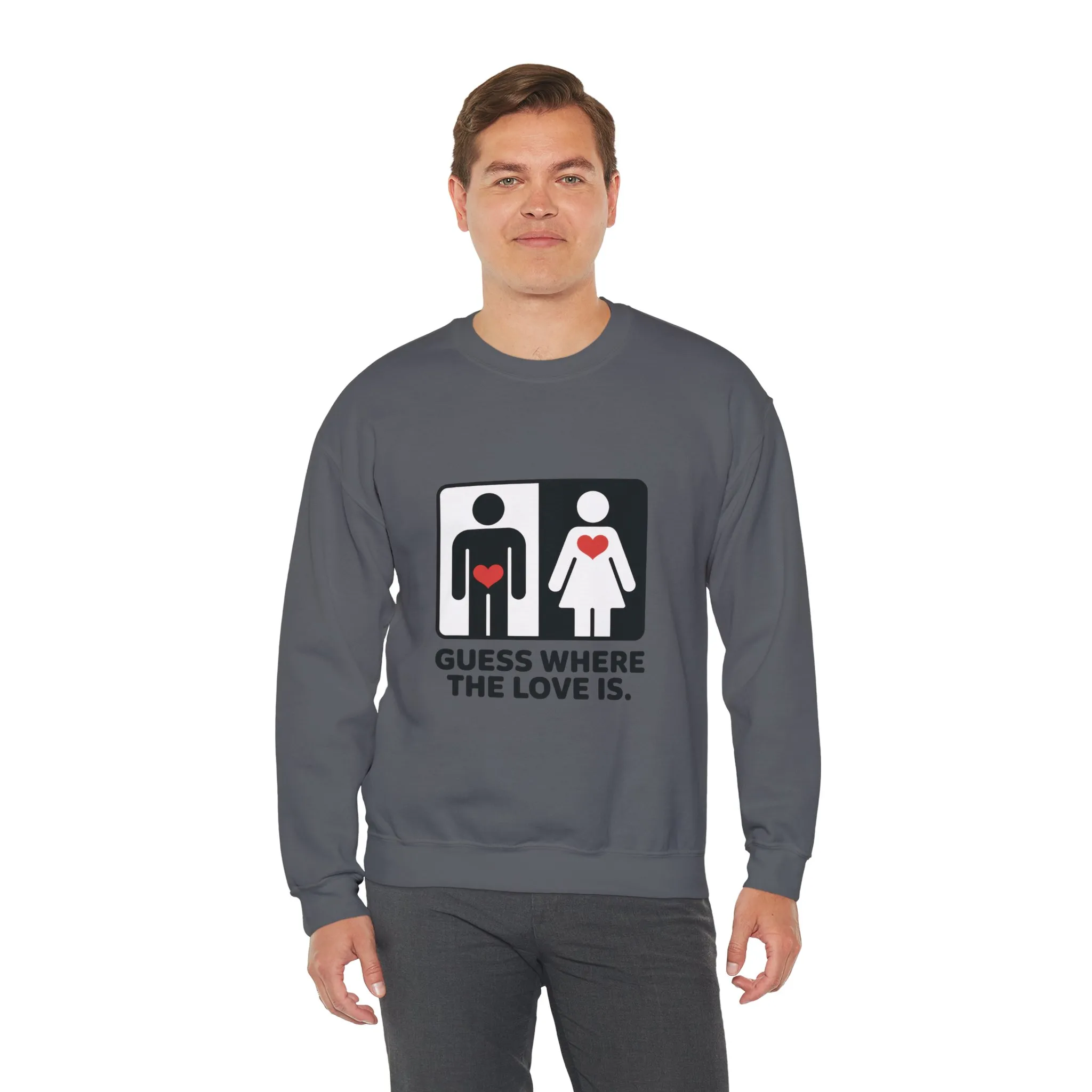 Guess Where the Love Is Mens Crewneck Sweatshirt, Cute Couples Gift, Love Themed Apparel, Valentine's Day Apparel, Relationship Sweatshirt - Image 18