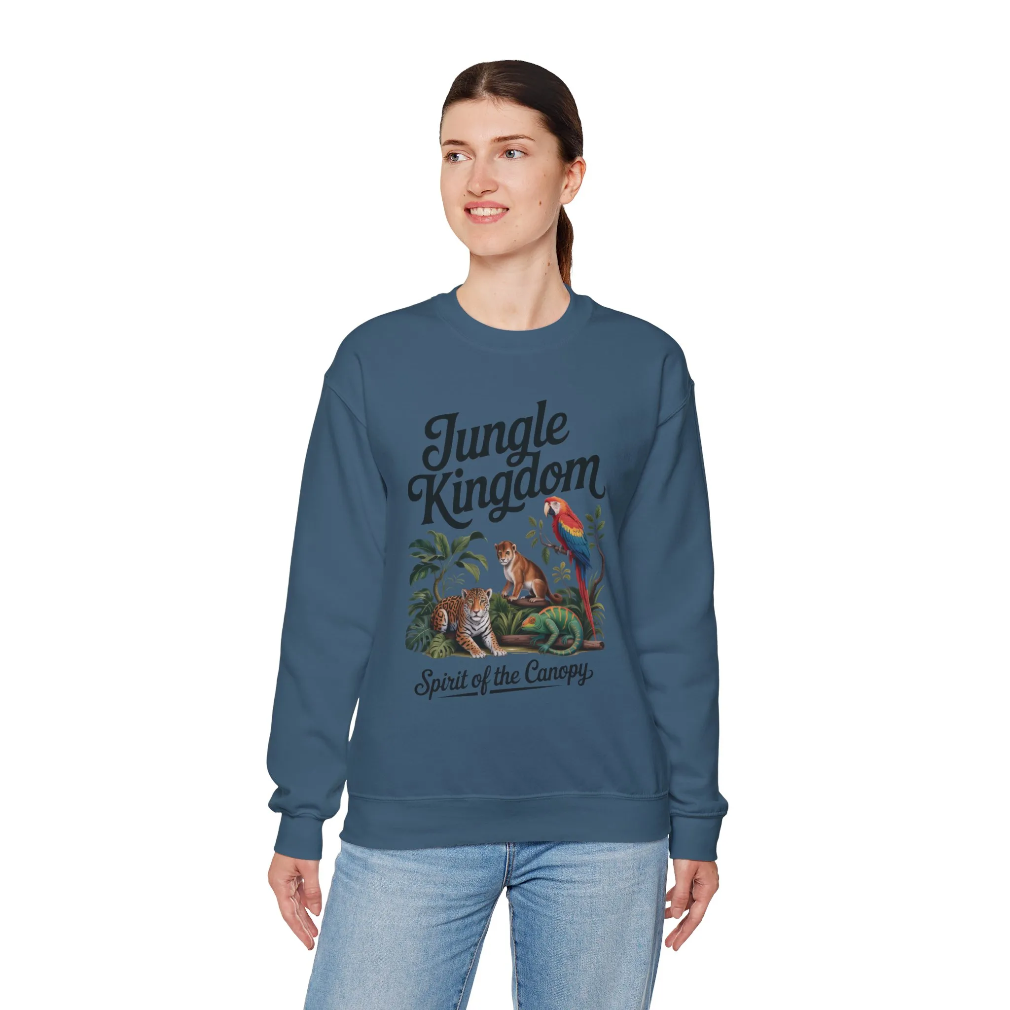 Jungle Kingdom Womens Sweatshirt, Cozy Jungle Crewneck, Nature Lover Gift, Wildlife Artwork, Eco-Conscious Apparel, Animal Enthusiast Clothing - Image 27