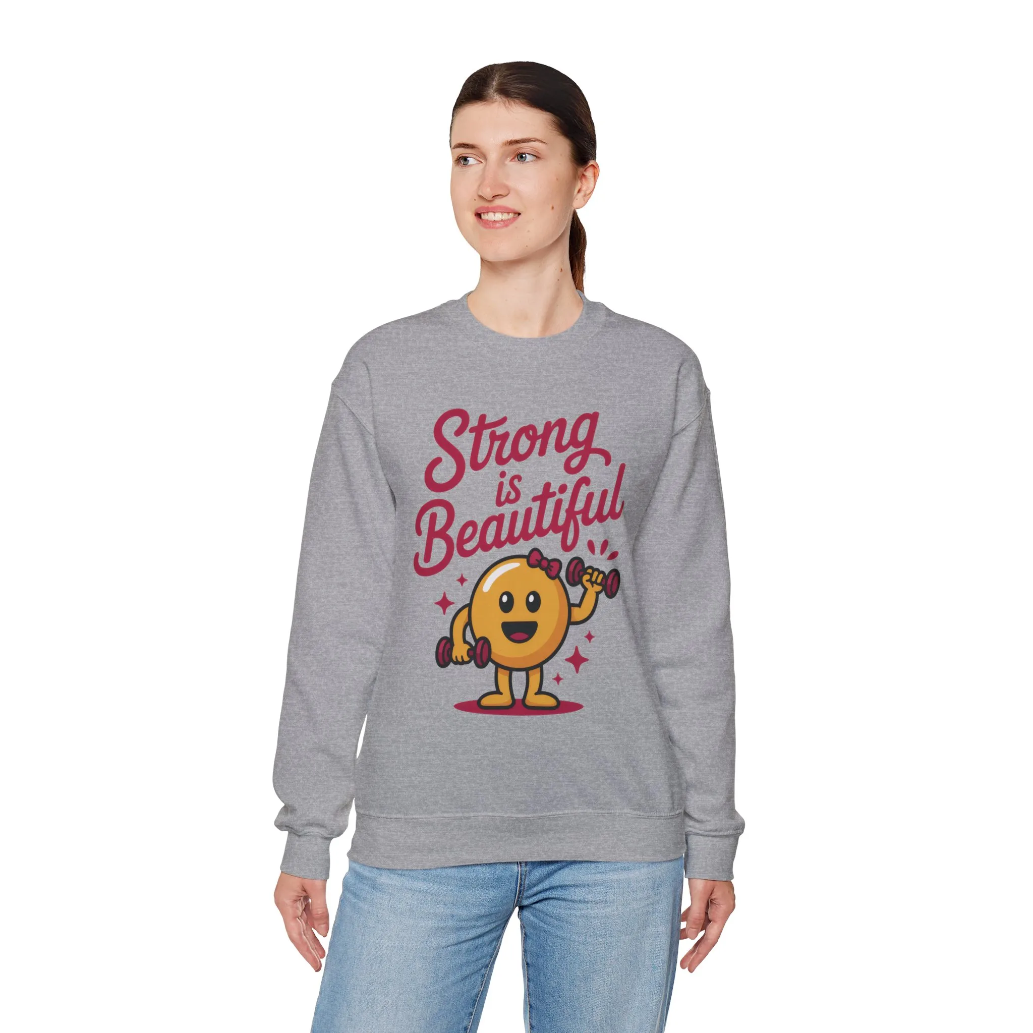 Strong is Beautiful Womens Crewneck Sweatshirt, Cute Fitness Graphic Pullover, Gym and Workout Motivation Sweater, Gift for Fitness Lovers - Image 12