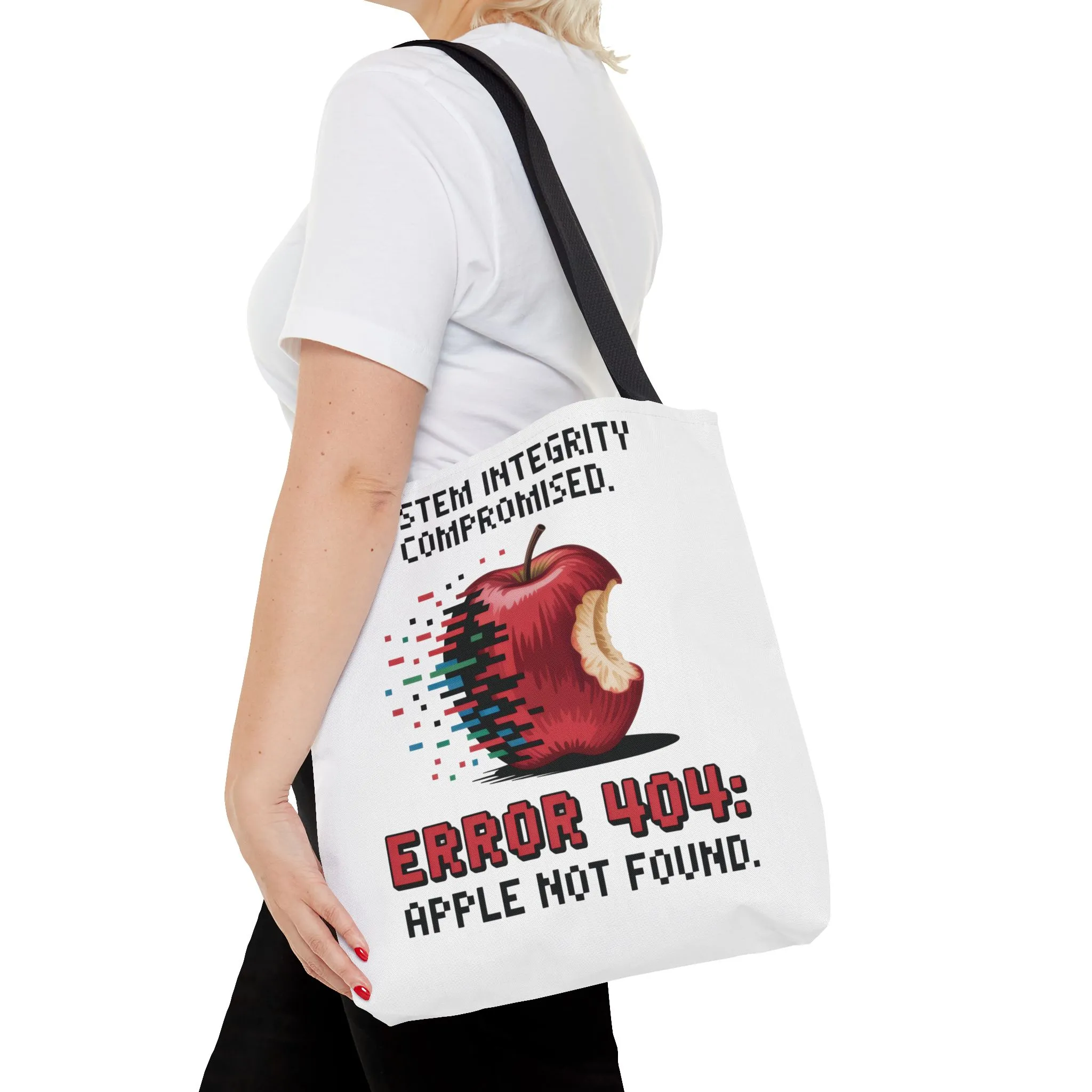 Error 404 Apple Tote Bag, Geek Tote, Funny Shopping Bag, Gift for Tech Lovers, Apple Lovers Tote, Digital Design Bag, Weekender Bag, Beach Bag, Large Canvas Bag - Image 14