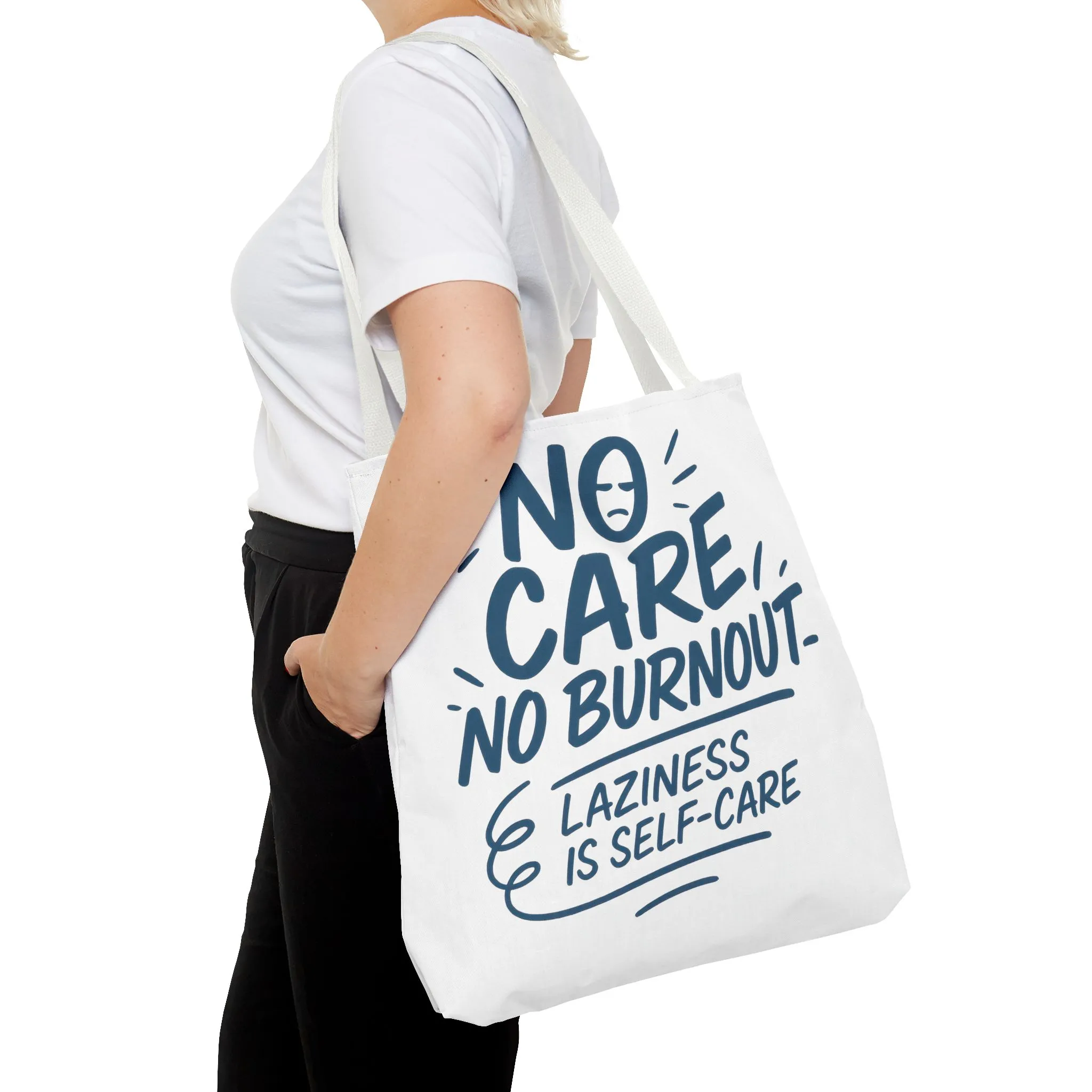 Laziness is Self-Care Funny Quote Bag, Oversized Reusable Canvas Shopping Tote, Sarcastic Self-Care Gift, Weekend Getaway, Everyday Use - Image 4