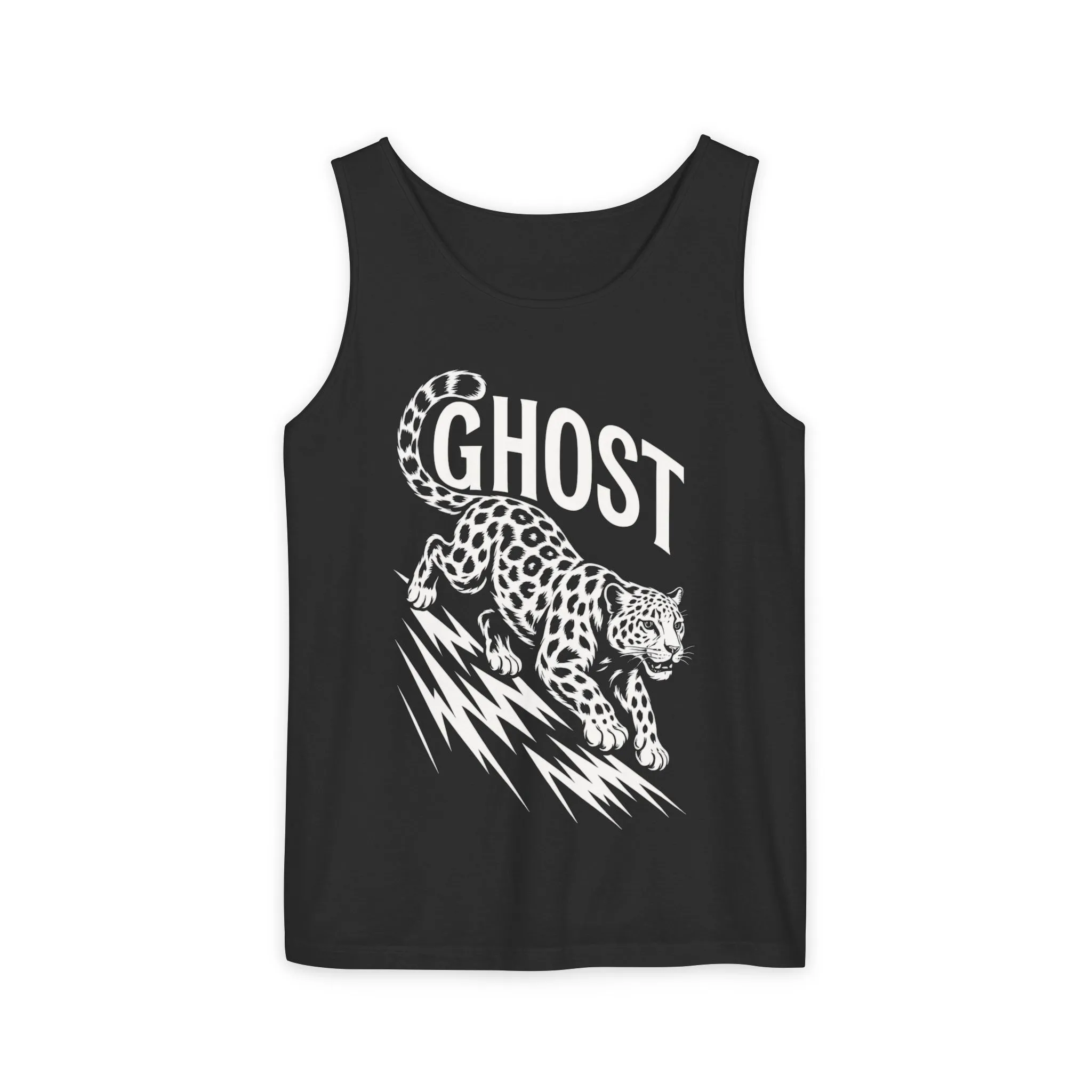 Ghost Leopard Mens Tank Top - Cool Graphic Shirt for Summer, Beach Days, Festivals, Gifts, Casual Wear - Image 2