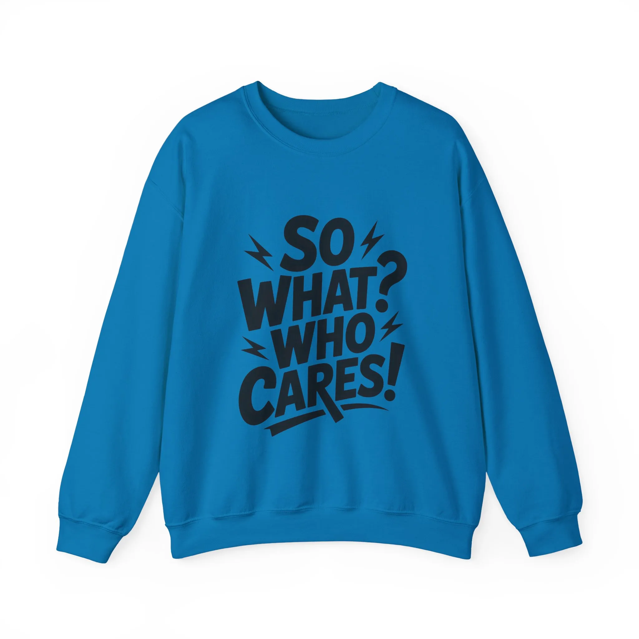 So What? Who Cares! Funny Mens Crewneck Sweatshirt, Bold Statement Design, Lightning Graphic Pullover, Rebellious Urban Humor - Image 19