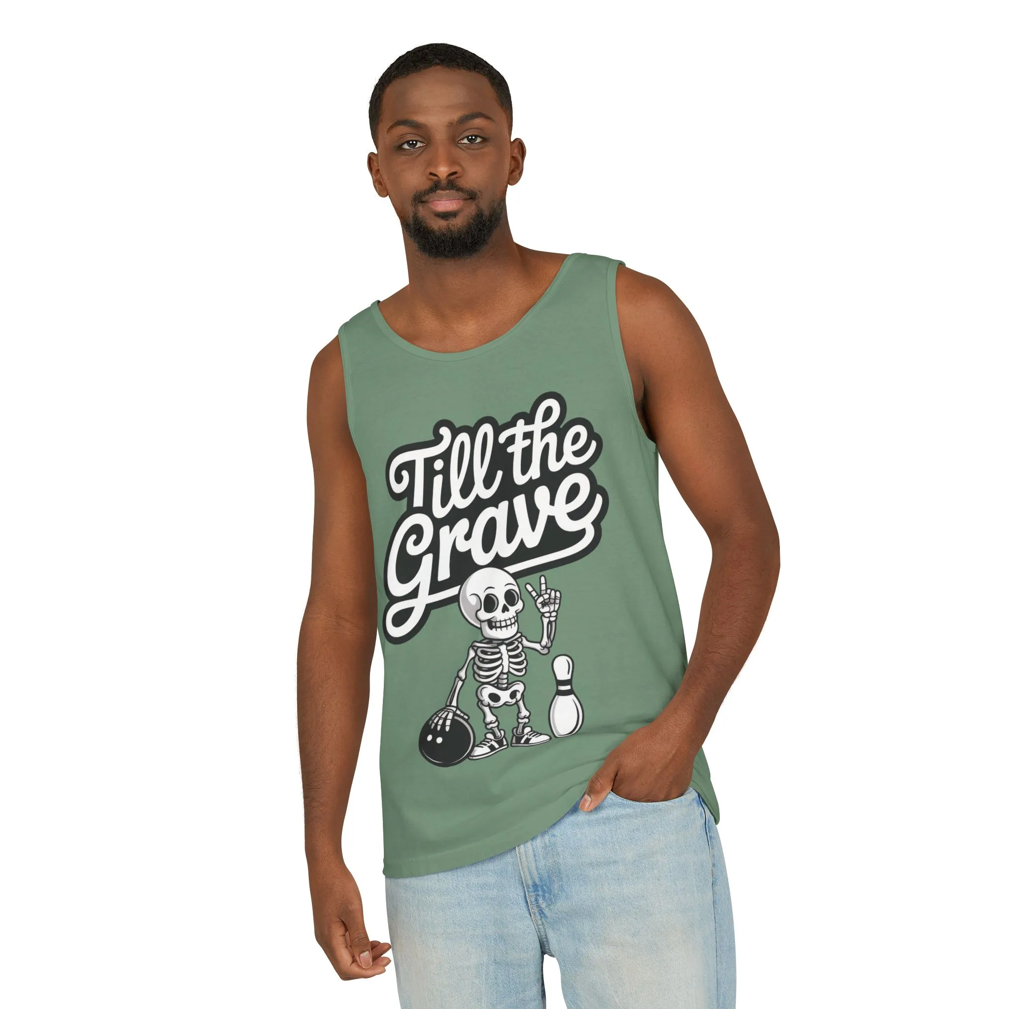 Funny Skeleton Bowling Tank Top, Halloween Apparel, Casual Summer Style, Cool Bowler Skull Workout Top, Strike Till the End - Image 6