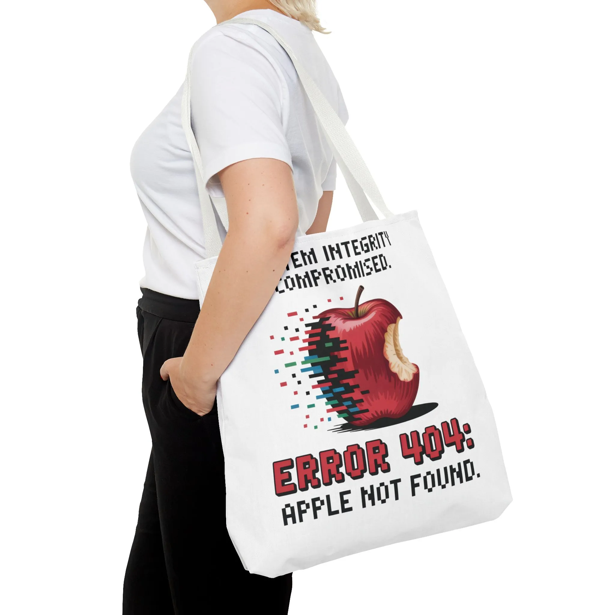 Error 404 Apple Tote Bag, Geek Tote, Funny Shopping Bag, Gift for Tech Lovers, Apple Lovers Tote, Digital Design Bag, Weekender Bag, Beach Bag, Large Canvas Bag - Image 44