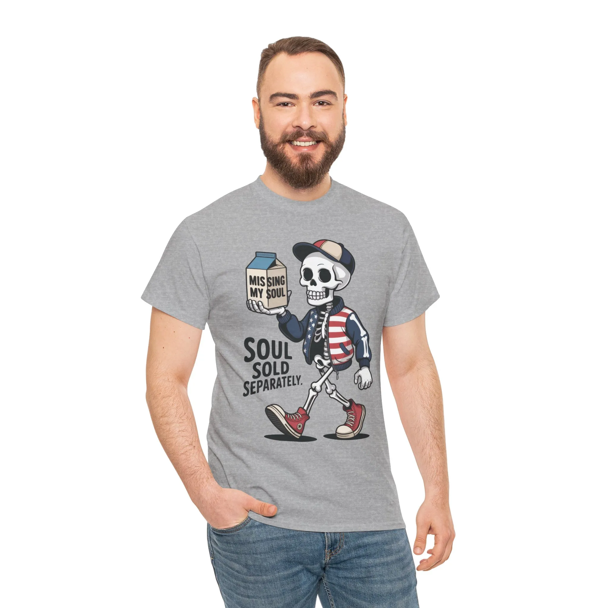 Funny Skeleton T-Shirt Soul Sold Separately Graphic Tee, Missing Soul Cartoon Shirt, Gothic Streetwear, Halloween Gift Tee - Image 8