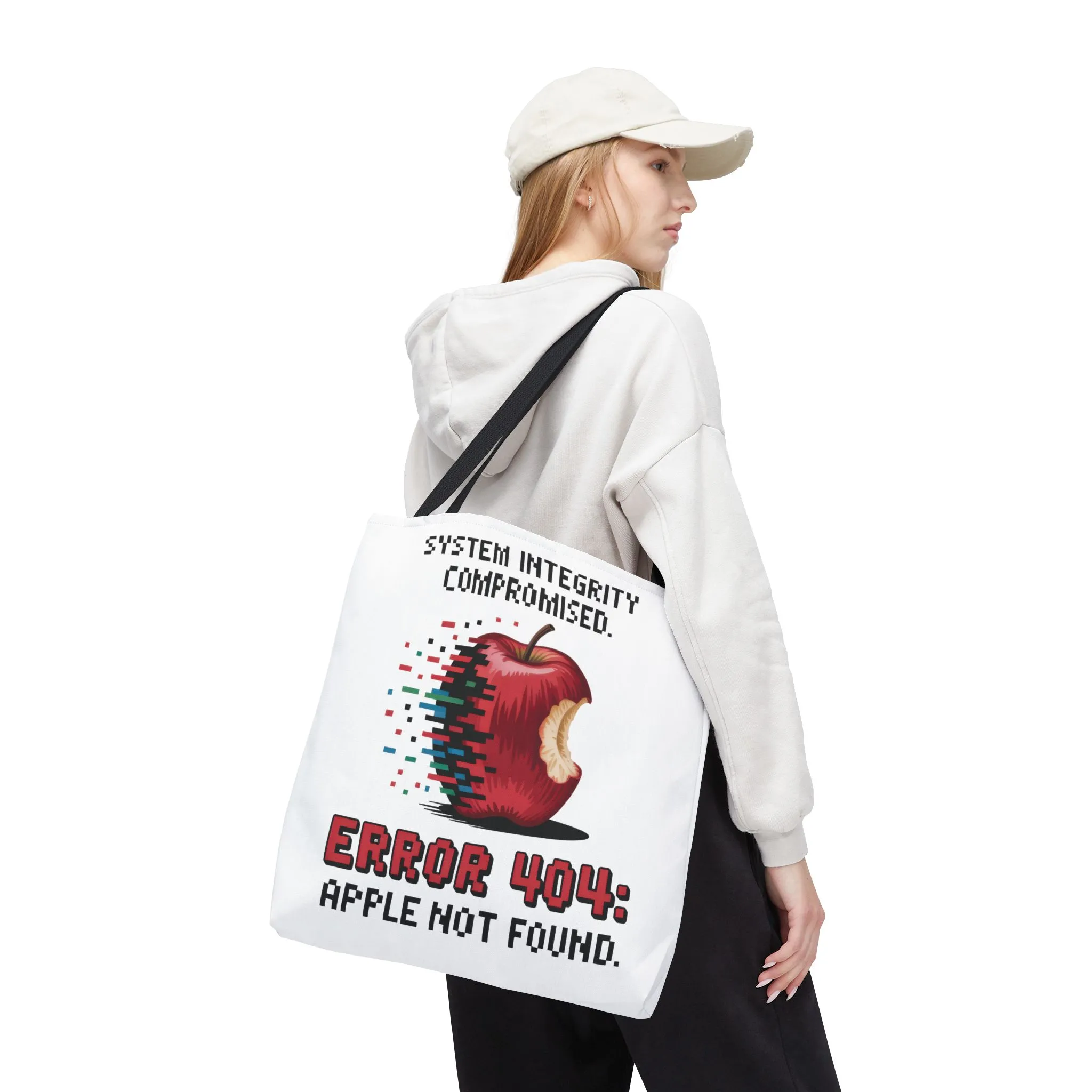 Error 404 Apple Tote Bag, Geek Tote, Funny Shopping Bag, Gift for Tech Lovers, Apple Lovers Tote, Digital Design Bag, Weekender Bag, Beach Bag, Large Canvas Bag - Image 20