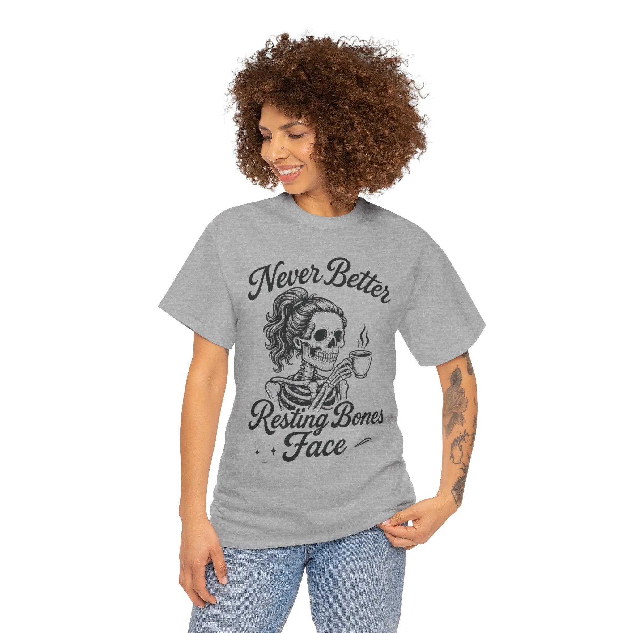 Sassy Skeleton Womens Tee: Never Better, Resting Bones Face, Halloween Costume, Funny Gift, Unisex Humor Shirt, Casual Wear - Image 11