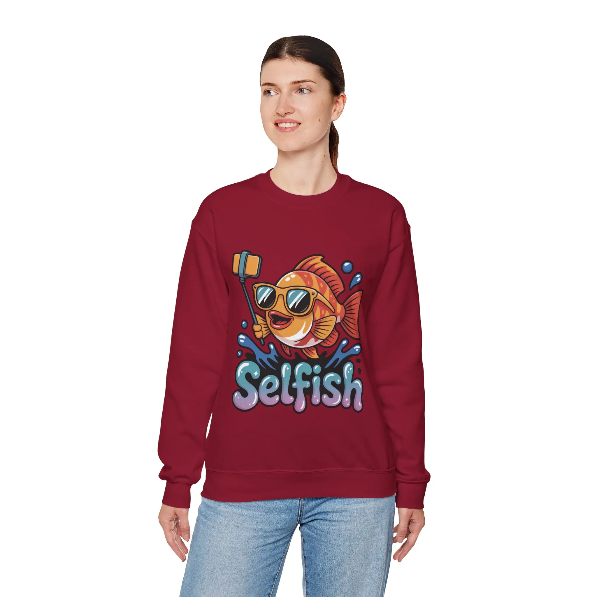 Selfish Womens Sweatshirt, Funny Selfie Pullover, Cute Ocean Pun Sweater, Playful Sea Life Gift, Fun Gift for Fish Lovers, Fishing Apparel - Image 36