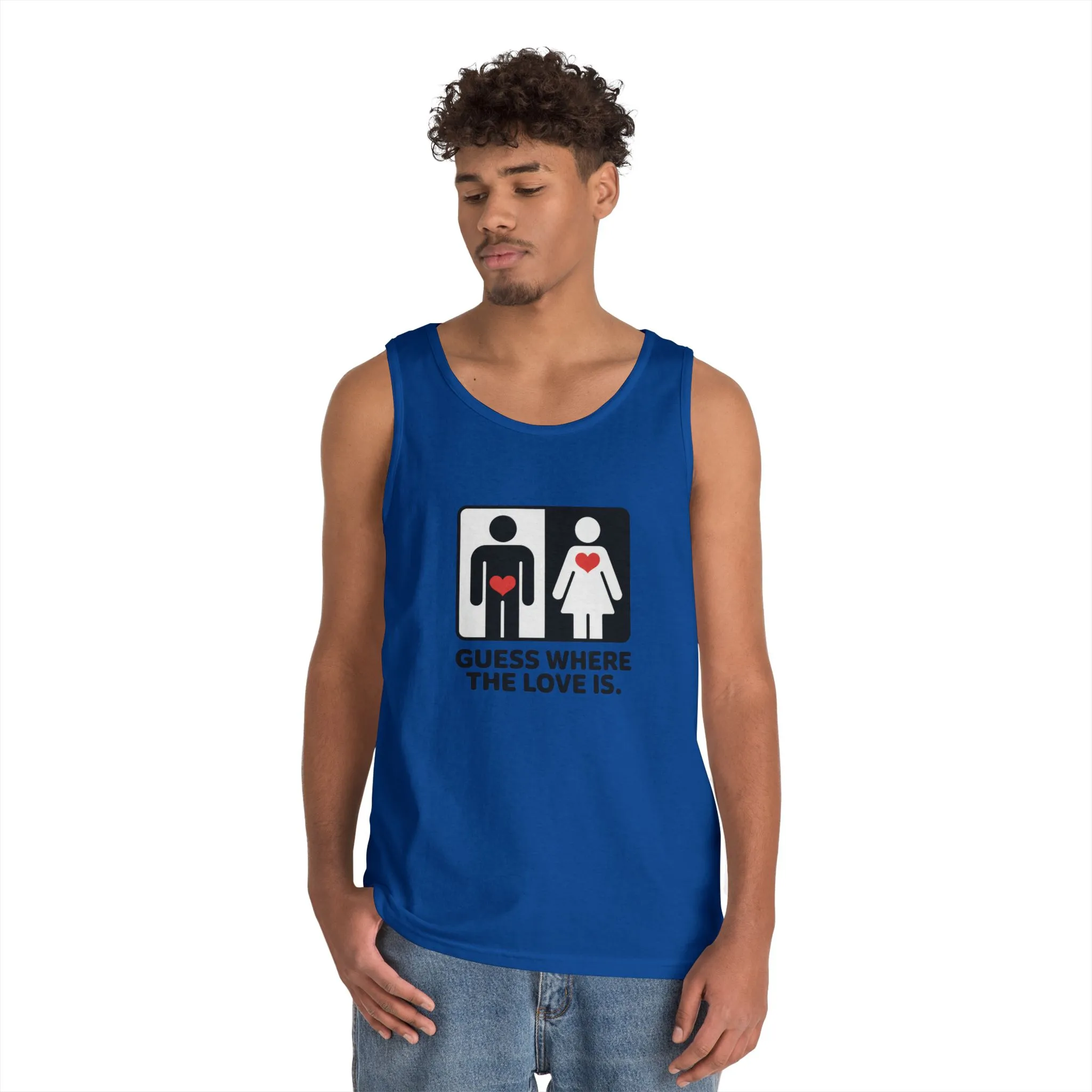 Cute Guess Where The Love Is Mens Tank, Couples Gift, Valentines Day Gift, Relationship Humor Shirt, Funny Tank for Him, Bold Love Joke Tank - Image 12