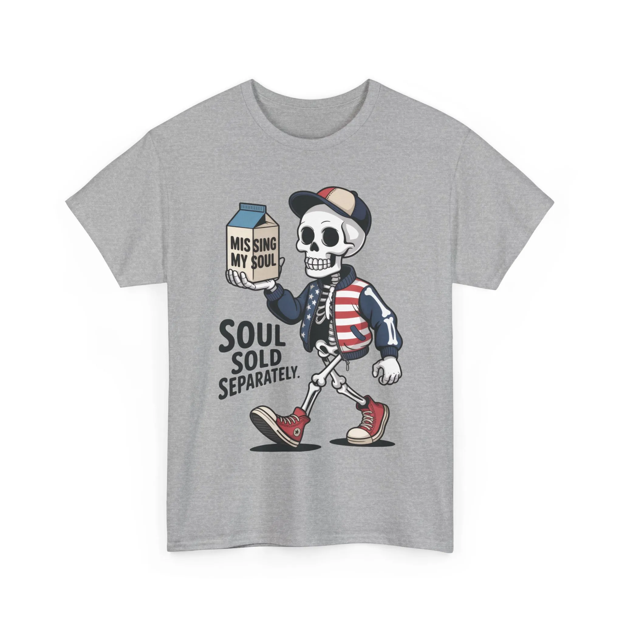 Funny Skeleton T-Shirt Soul Sold Separately Graphic Tee, Missing Soul Cartoon Shirt, Gothic Streetwear, Halloween Gift Tee - Image 7