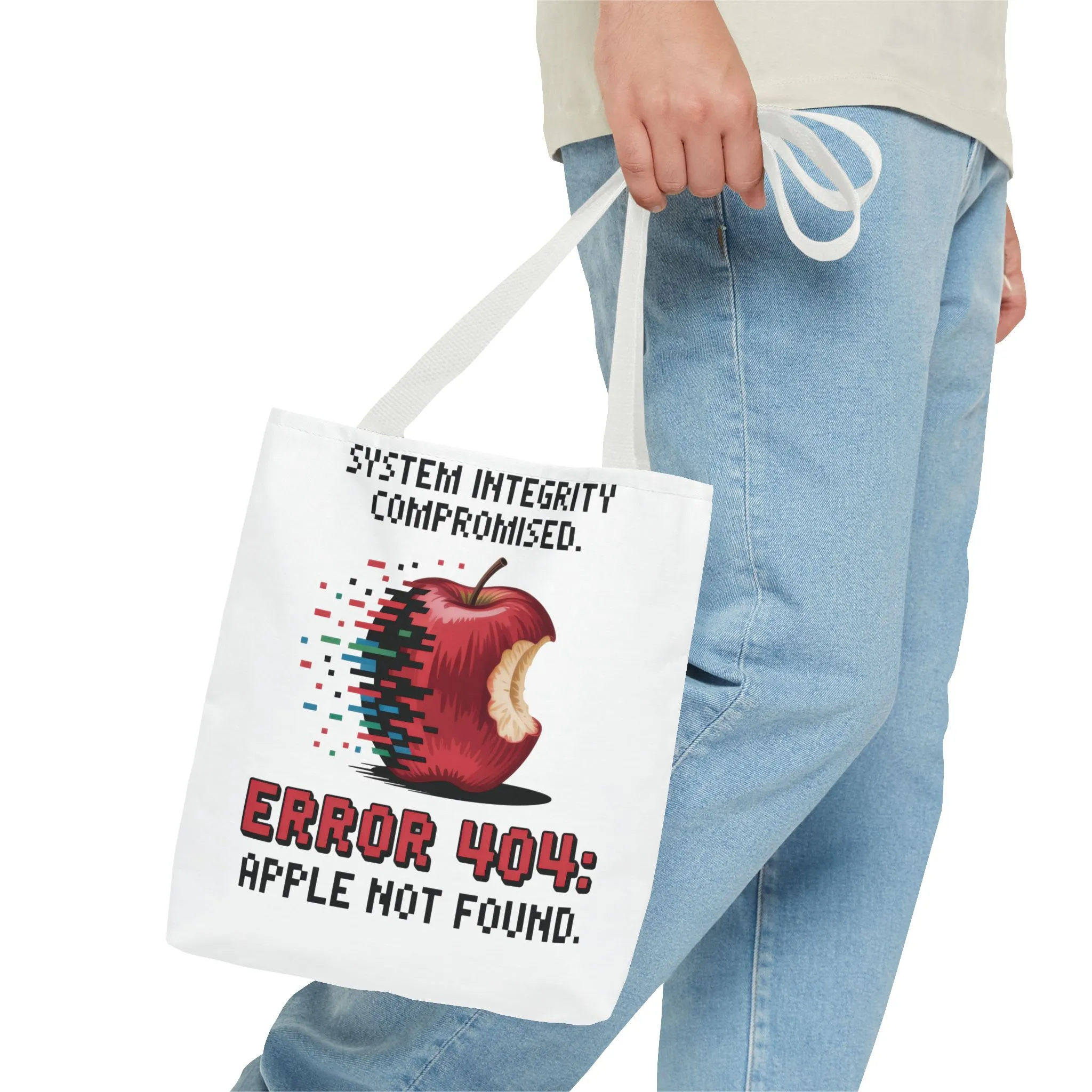 Error 404 Apple Tote Bag, Geek Tote, Funny Shopping Bag, Gift for Tech Lovers, Apple Lovers Tote, Digital Design Bag, Weekender Bag, Beach Bag, Large Canvas Bag - Image 33