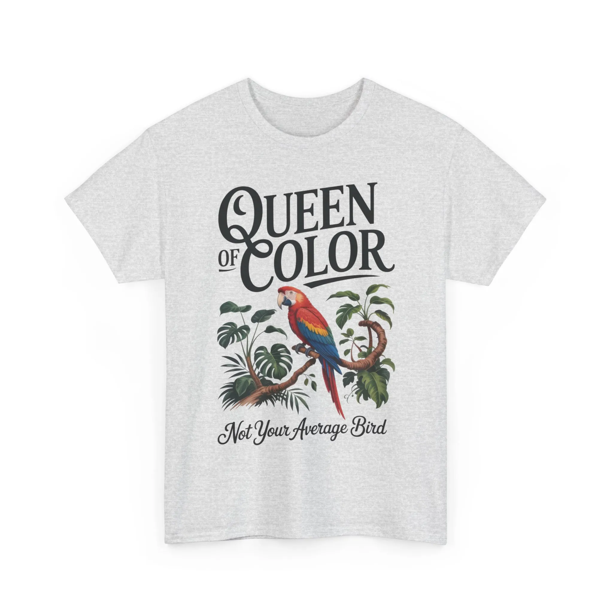 Colorful Queen Womens Tee, Fun Graphic T-Shirt, Casual Wear, Gift for Bird Lovers, Trendy Summer Apparel - Image 4