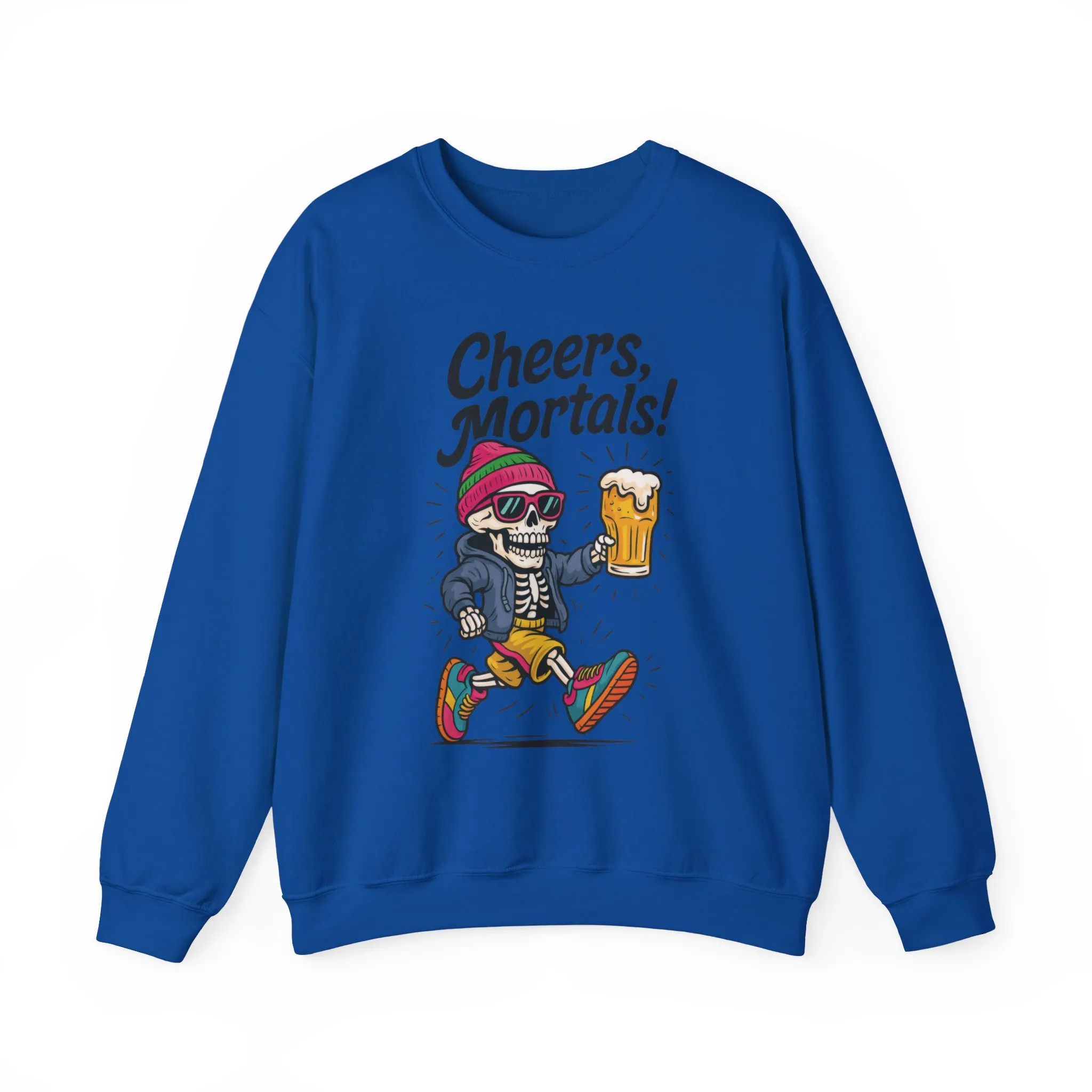 Cheers Mortals! Mens Crewneck Sweatshirt, Skeleton Beer Pullover with Hood, Drinking Humor Sweatshirt, Party Gift for Him, Halloween Apparel - Image 25