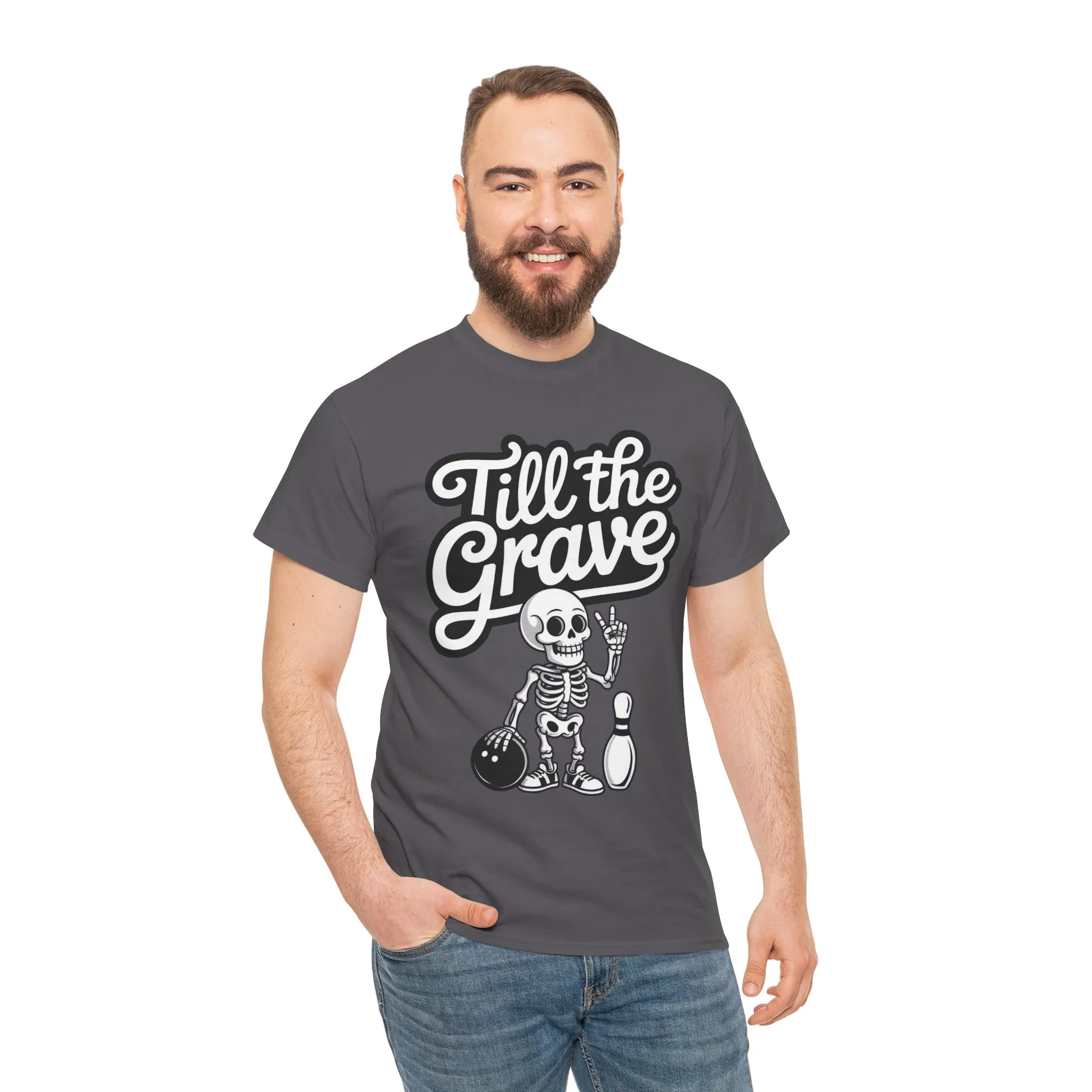 Skeleton Bowling Graphic Tee, Mens Heavy Cotton Tee, Funny Halloween Shirt, Gift for Bowlers, Retro Style Apparel, Casual Wear - Image 20