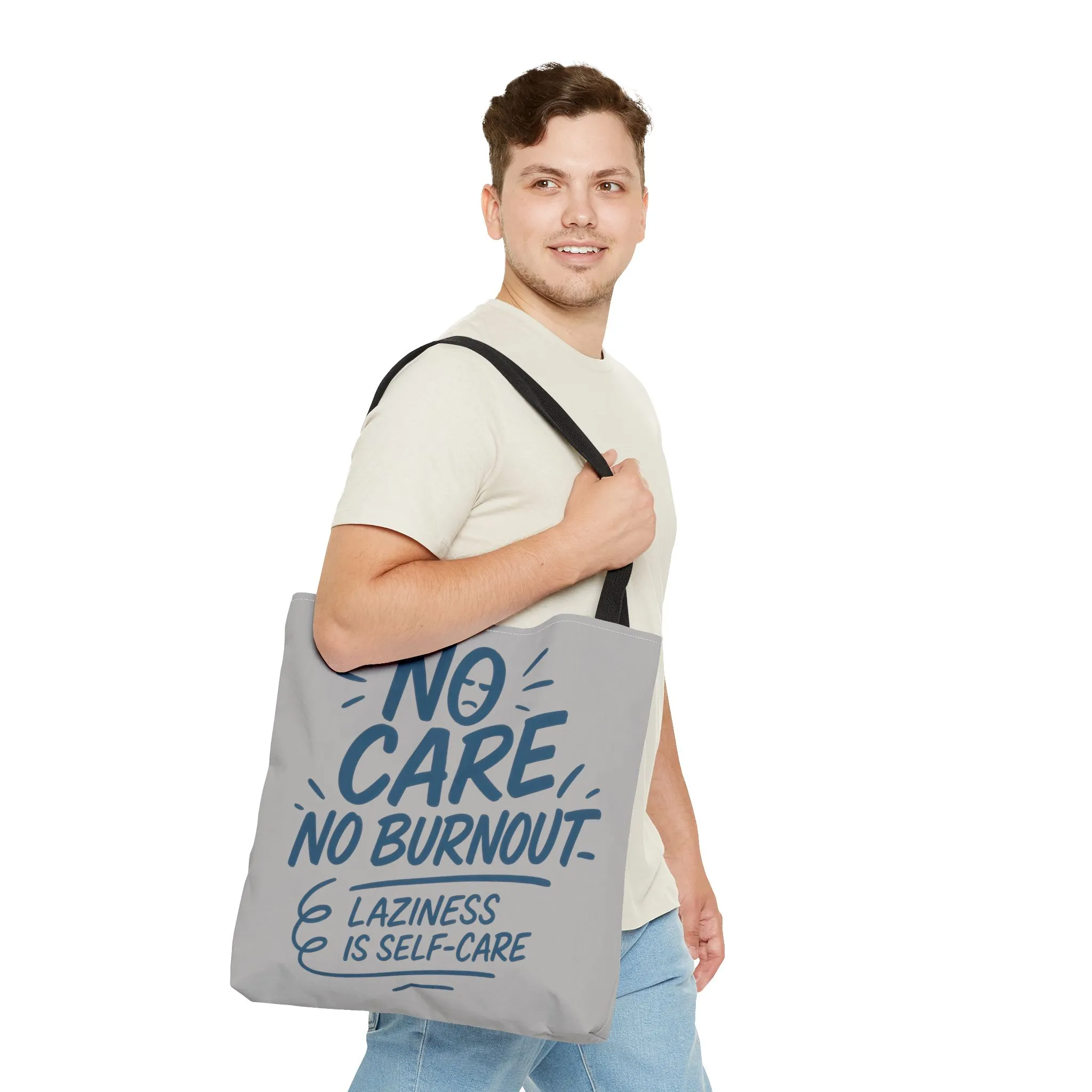 Laziness is Self-Care Funny Quote Bag, Oversized Reusable Canvas Shopping Tote, Sarcastic Self-Care Gift, Weekend Getaway, Everyday Use - Image 3