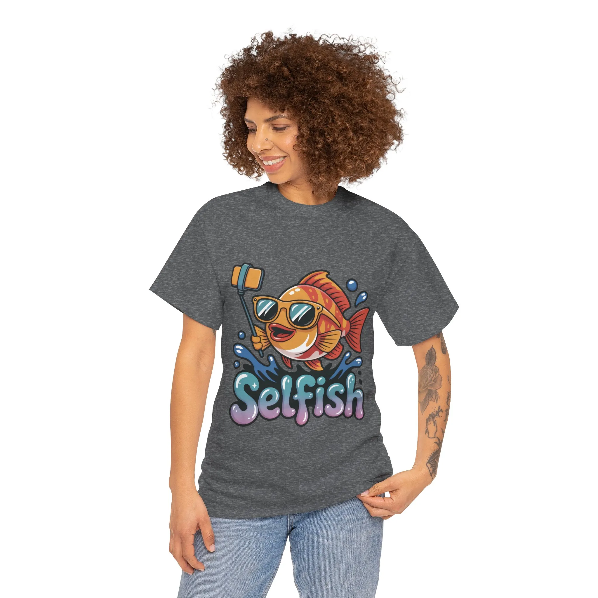 Funny Selfie Fish Graphic Womens T-Shirt, Playful Pun Gift for Her, Summer Vibes, Unique Beach Shirt, Outdoor Adventures - Image 32