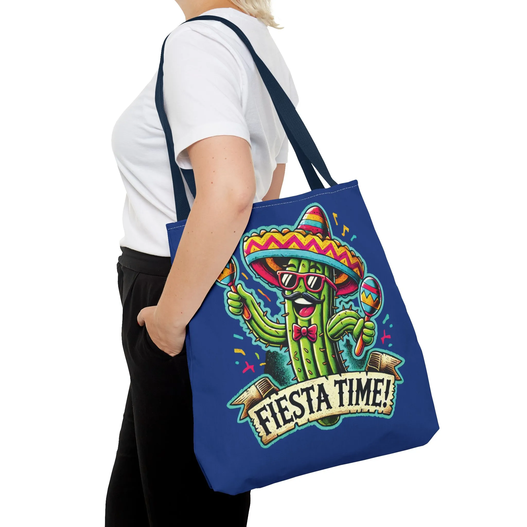 Fiesta Time Cactus Tote Bag, Funny Mexican Party Gift, Sombrero Maracas Print, Cinco de Mayo Bag, Summer Festival Tote, Beach Bag, Shopping - Image 4