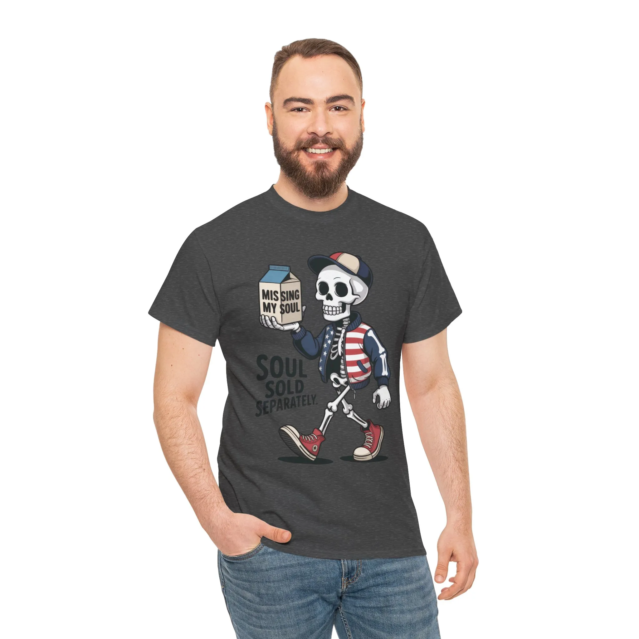 Funny Skeleton T-Shirt Soul Sold Separately Graphic Tee, Missing Soul Cartoon Shirt, Gothic Streetwear, Halloween Gift Tee - Image 20