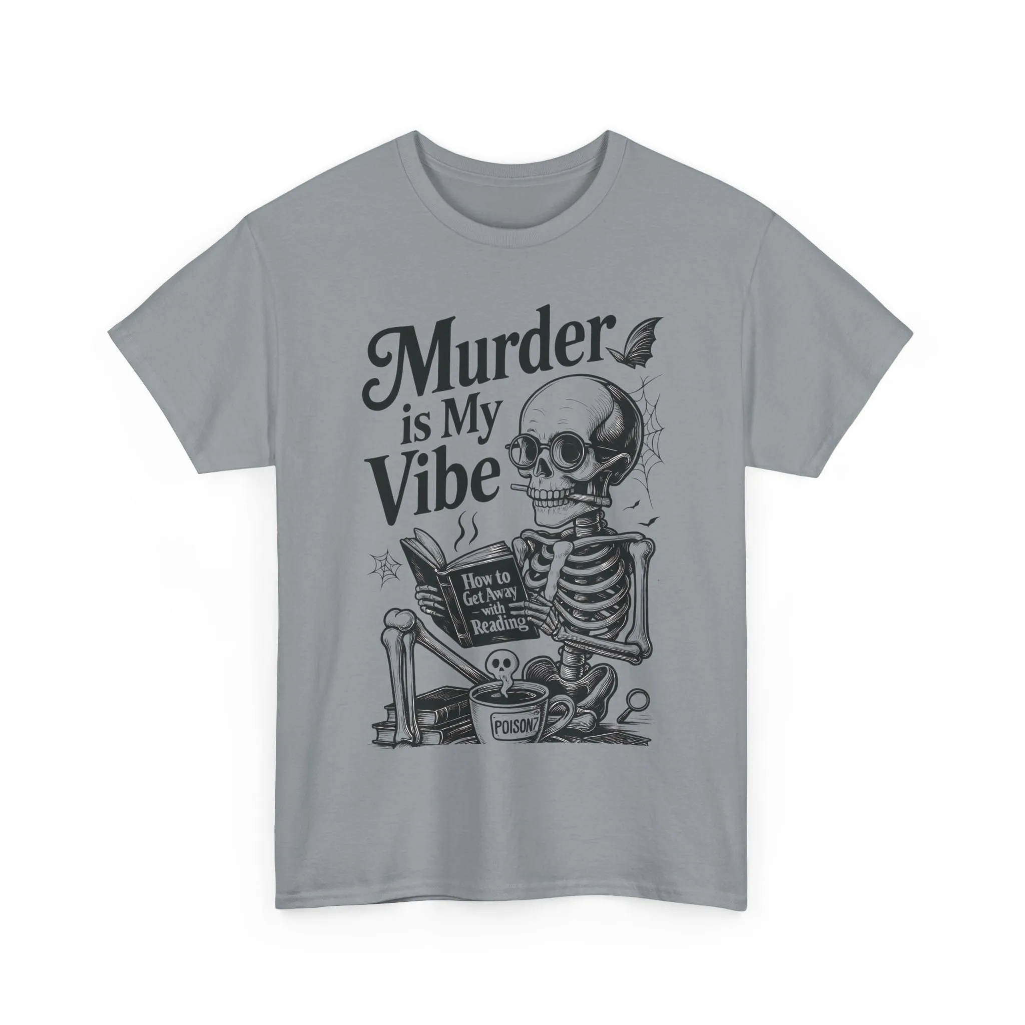 Mens Heavy Cotton Tee - "Murder is My Vibe" Graphic Shirt for Ghoulish Vibes, Halloween Fun, Spooky Season, Casual Wear, Gift for [...] - Image 13