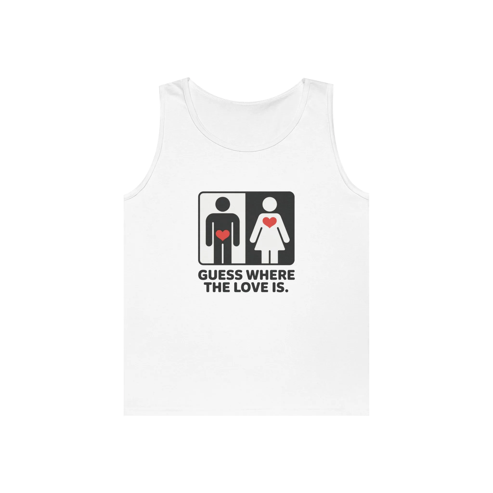 Cute Guess Where The Love Is Mens Tank, Couples Gift, Valentines Day Gift, Relationship Humor Shirt, Funny Tank for Him, Bold Love Joke Tank - Image 3