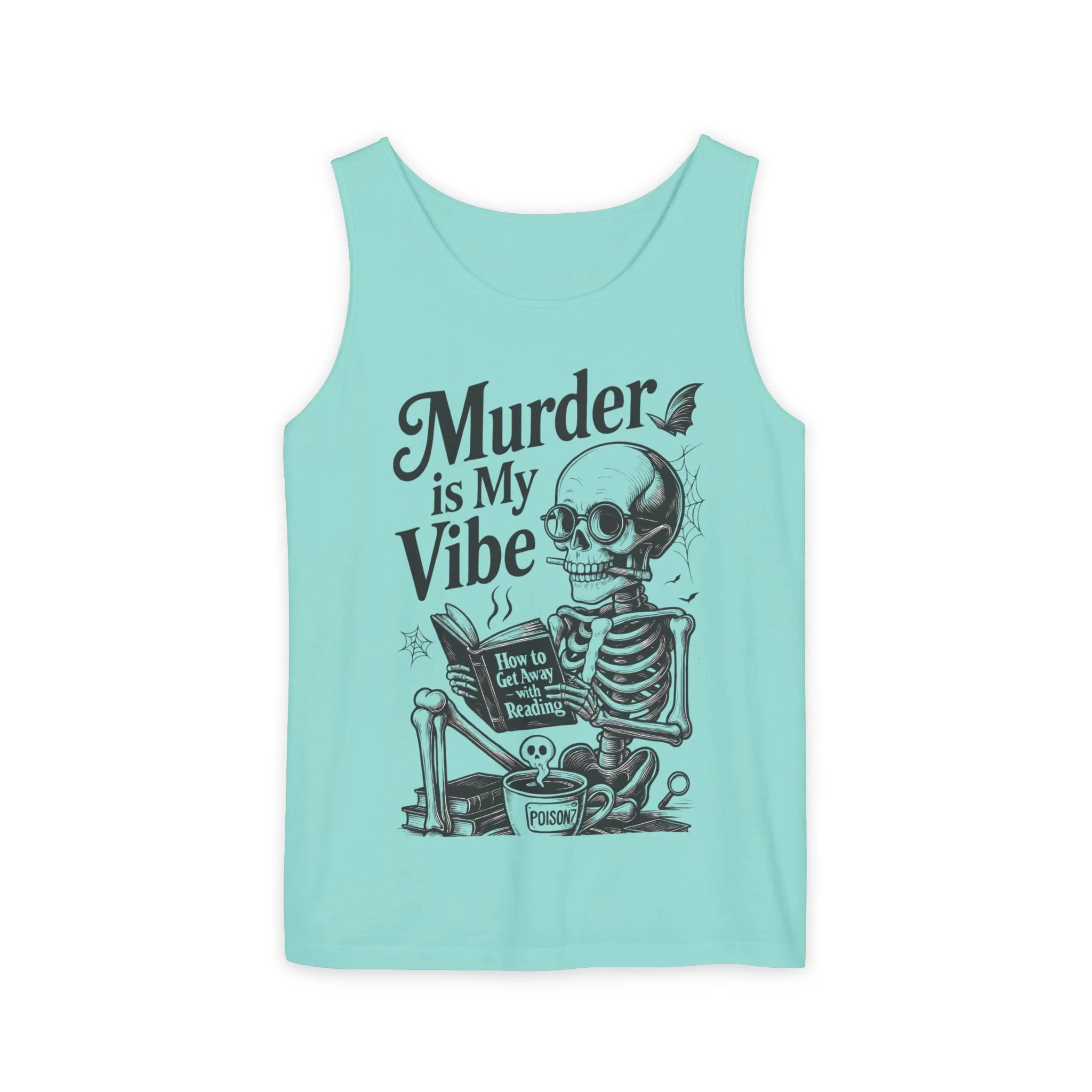 Murder Is My Vibe Tank Top, Mens Goth Tank, Halloween Clothing, Skeleton Graphic Tee, Cozy Casual Wear, Quirky Gift Idea - Image 5