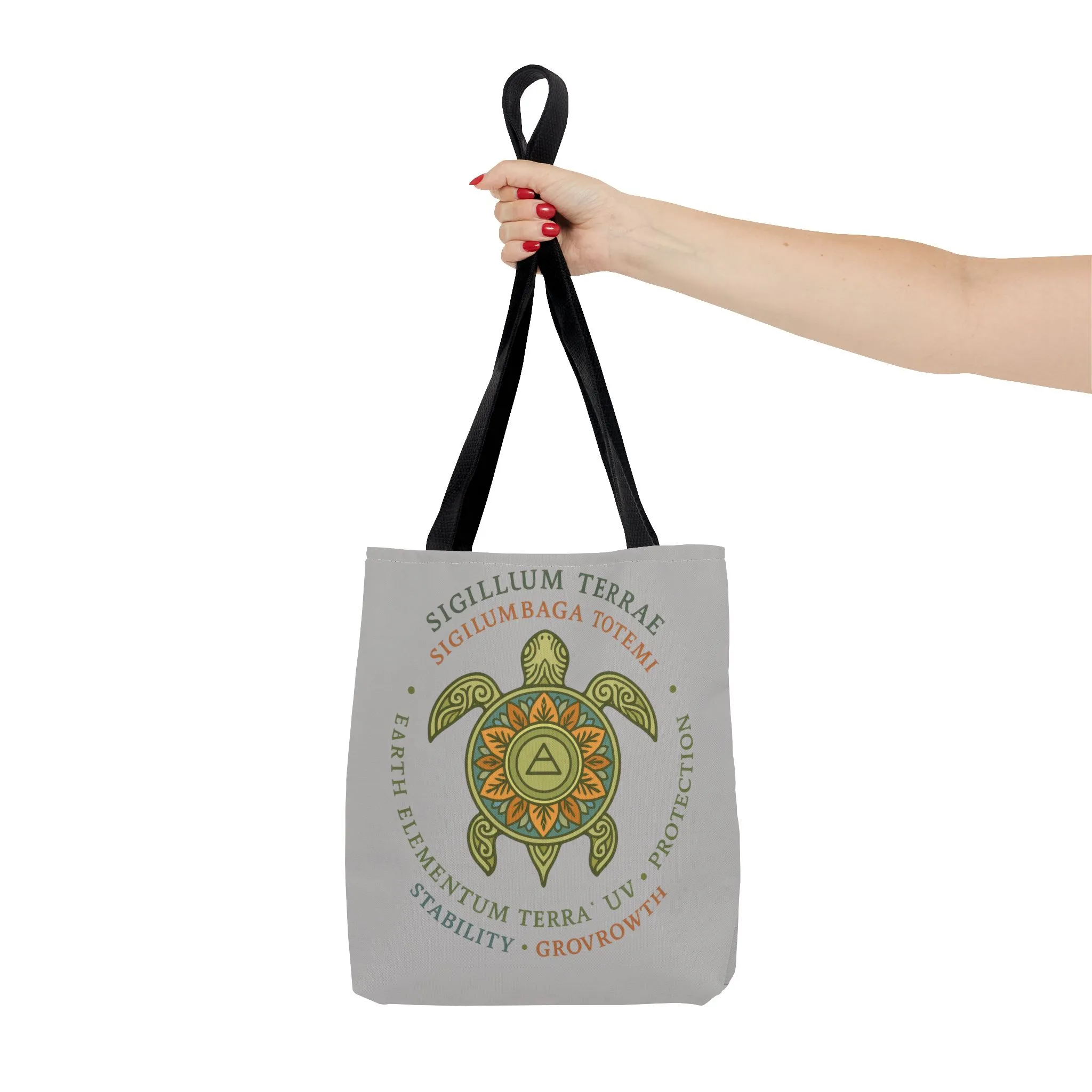 Spiritual Symbol Tote Bag, Eco-Friendly Shopping Bag, Gift for Yogis, Bohemian Style, Sigillum Terrae Design, Beach Bag, Large Canvas Bag - Image 9