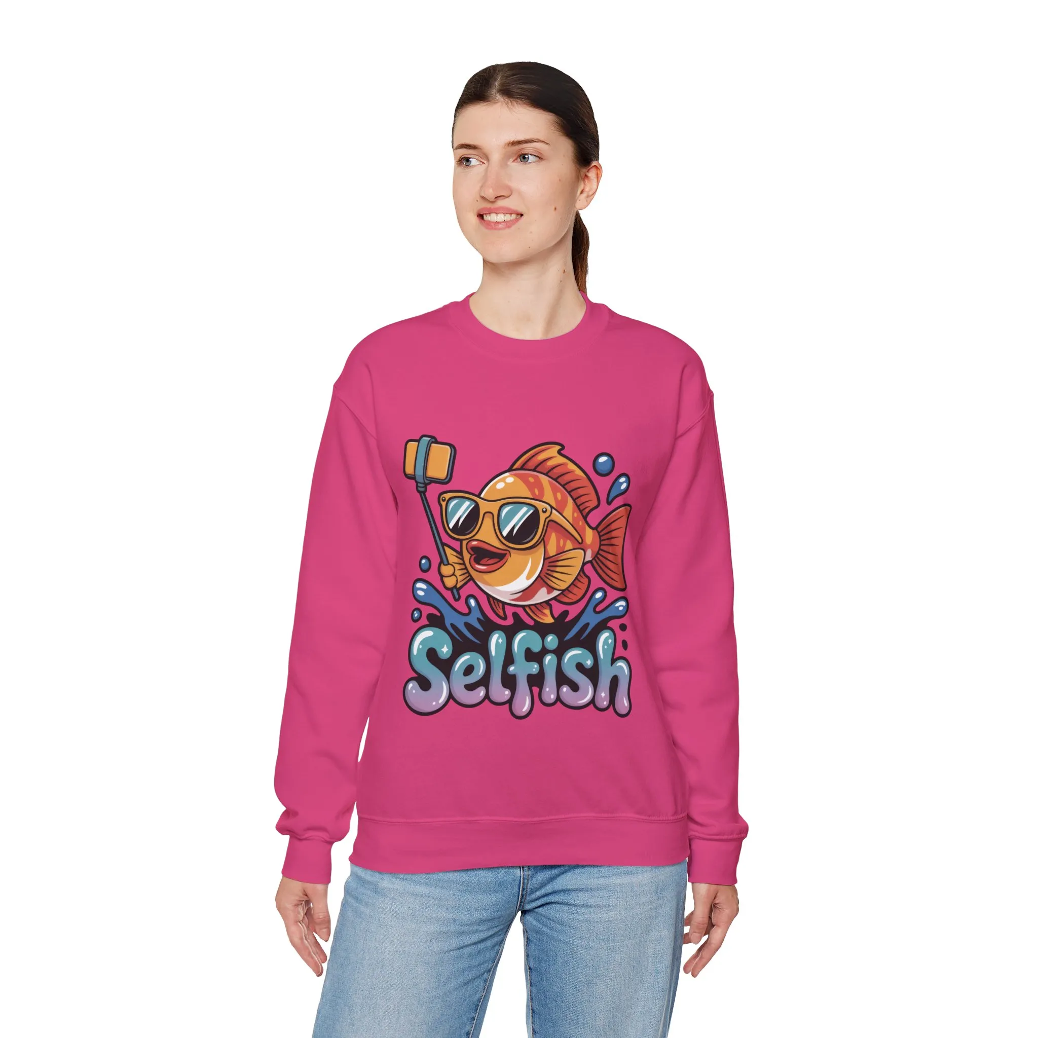 Selfish Womens Sweatshirt, Funny Selfie Pullover, Cute Ocean Pun Sweater, Playful Sea Life Gift, Fun Gift for Fish Lovers, Fishing Apparel - Image 27