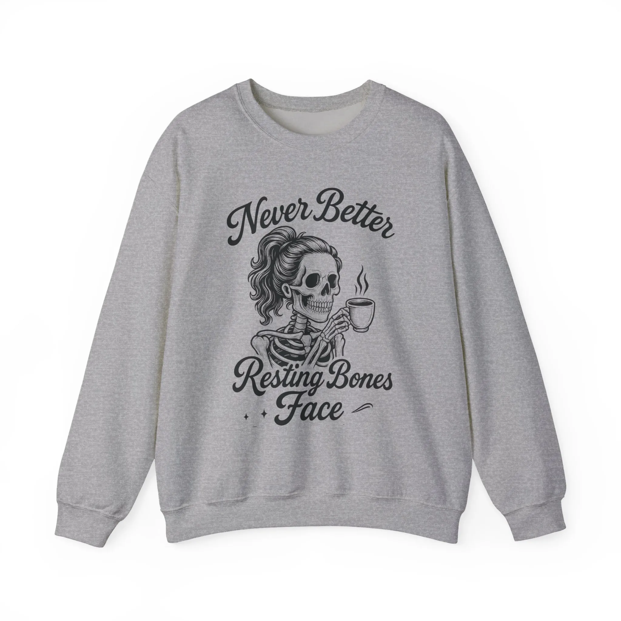 Skull Coffee Lovers Crewneck Sweatshirt, Womens, Perfect for Halloween, Cozy Outfit, Gift for Friends, Relaxing Days, Coffee Enthusiasts - Image 10
