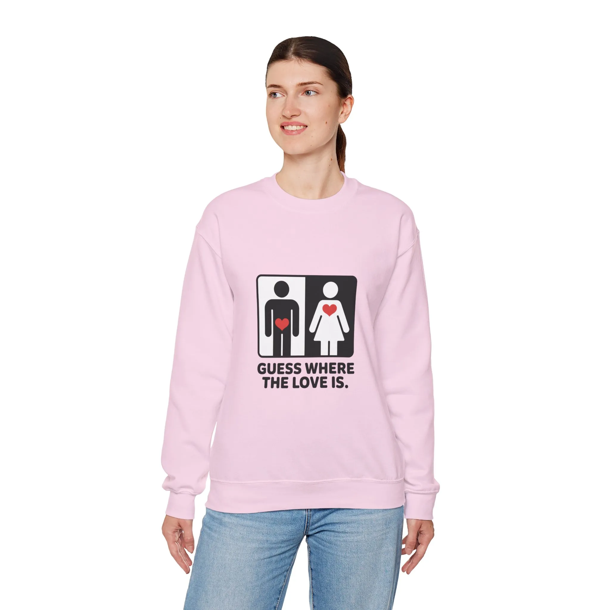 GuesWhere the Love Is Womens Sweatshirt, Couples Gift, Valentines Day Apparel, Matching Sweatshirt, Relationship Sweatshirt, Love Joke Graphic - Image 24