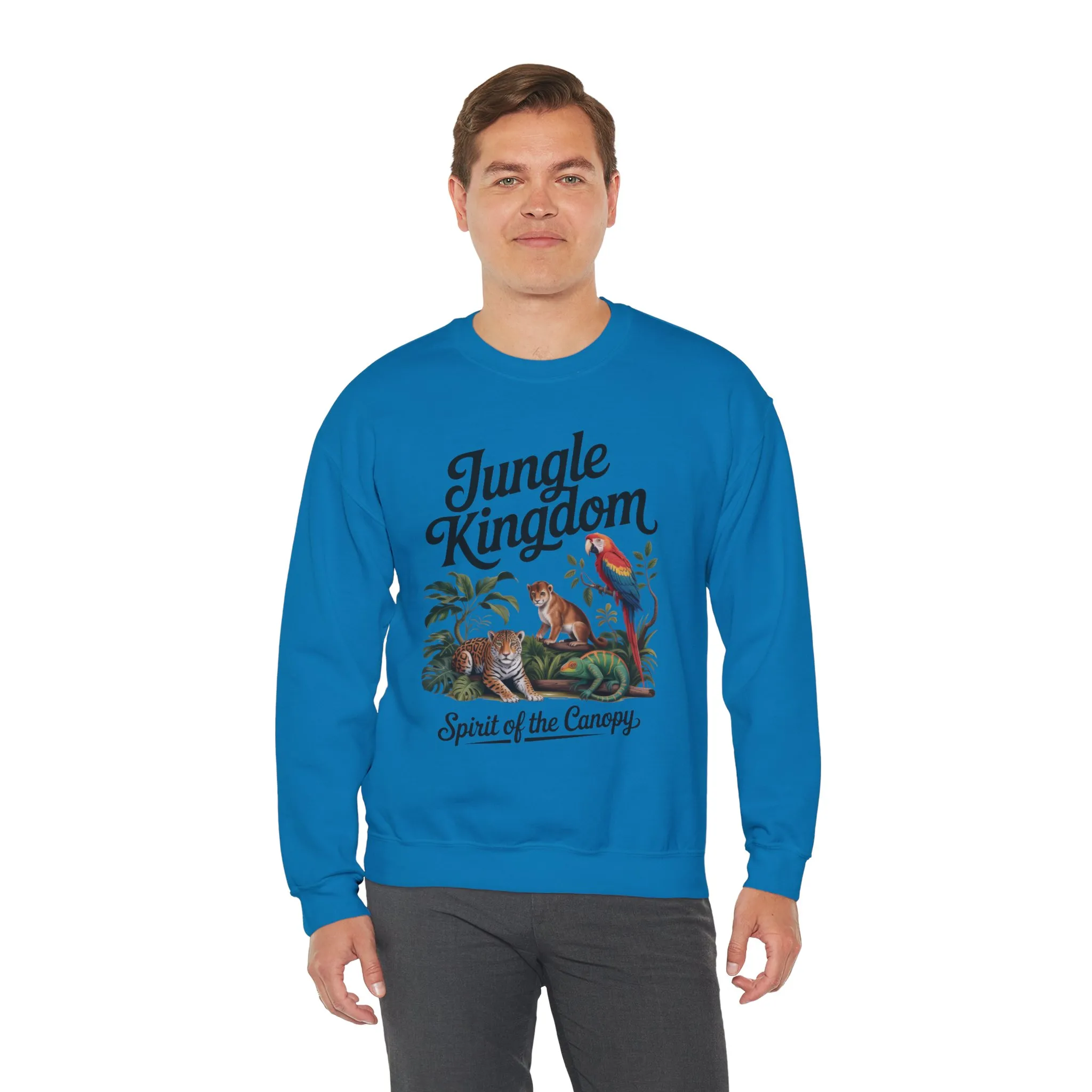Jungle Kingdom Mens Sweatshirt, Cozy Jungle Crewneck, Nature Lover Gift, Wildlife Artwork, Eco-Conscious Apparel, Animal Enthusiast Clothing - Image 21