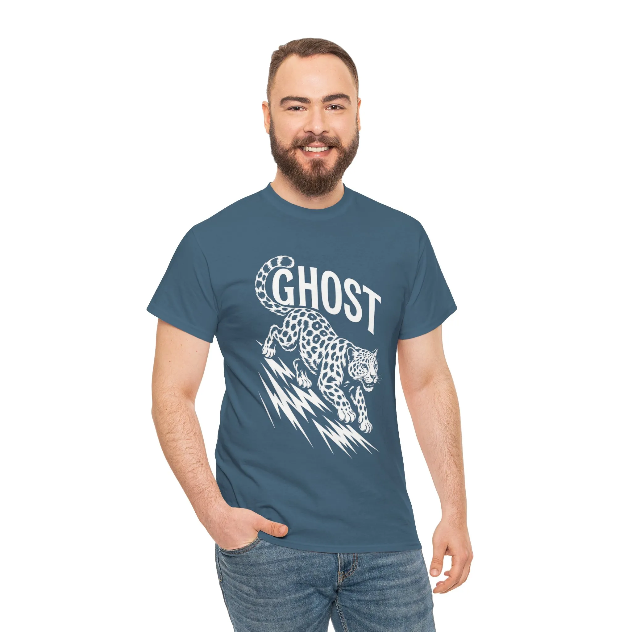 Ghost Leopard Graphic Tee, Mens T-Shirt, Casual Wear, Animal Print Top, Gift for Cat Lovers, Halloween Outfit - Image 14